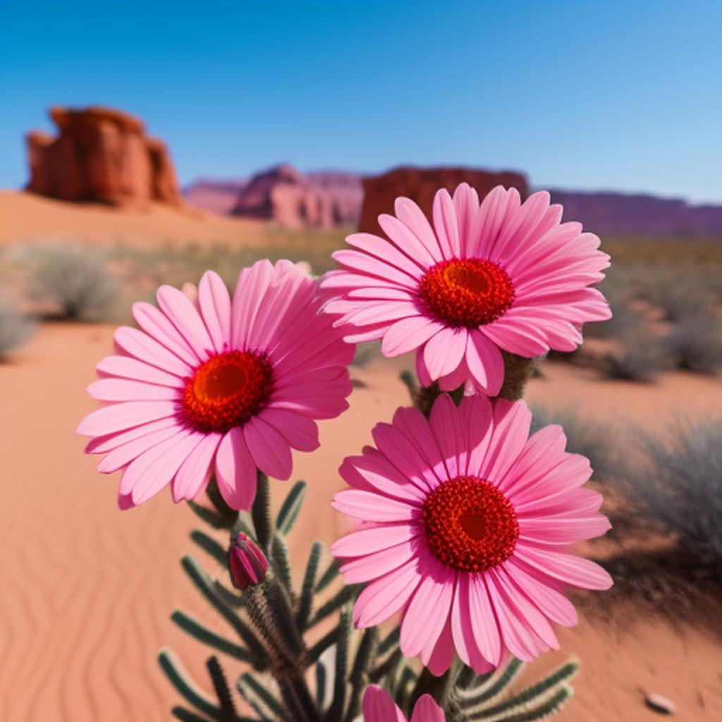 Desert pink flowers by by @ai_generated