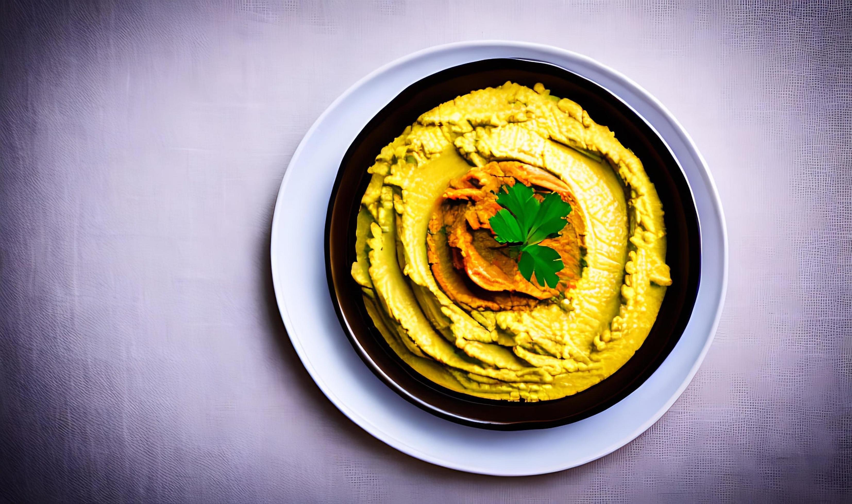 Healthy food. Traditional freshly made organic hummus. Stock Free