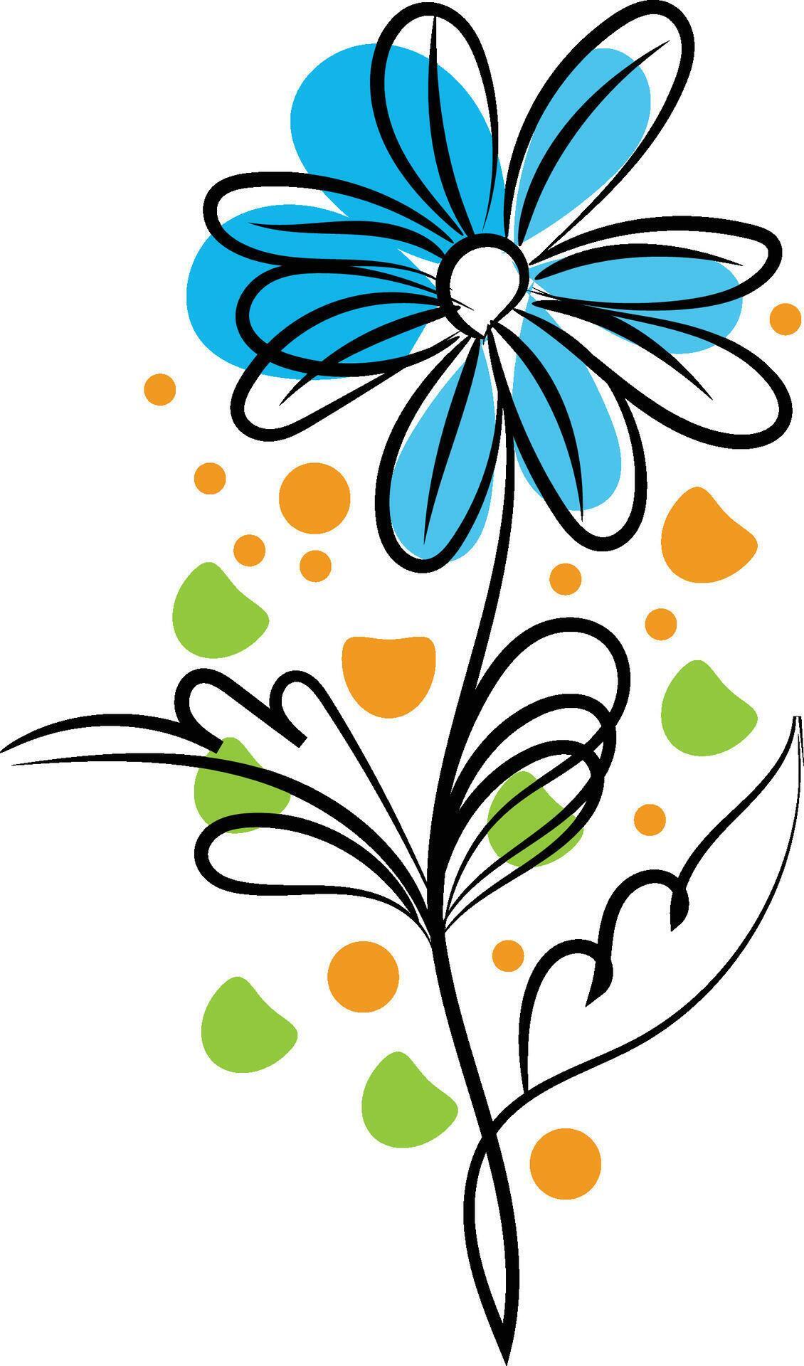 Hand drawn flat design simple flower outline Stock Free