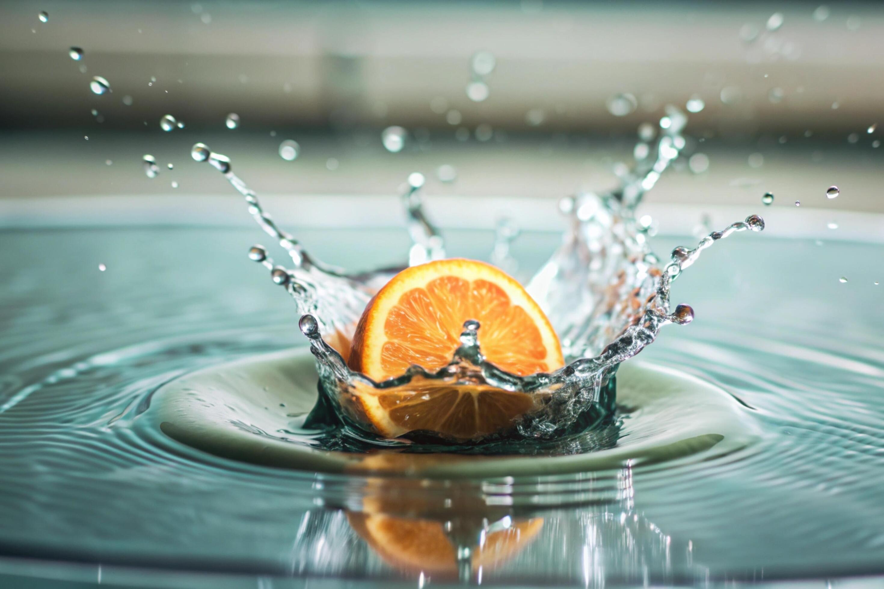 Orange splashes isolated on background Stock Free