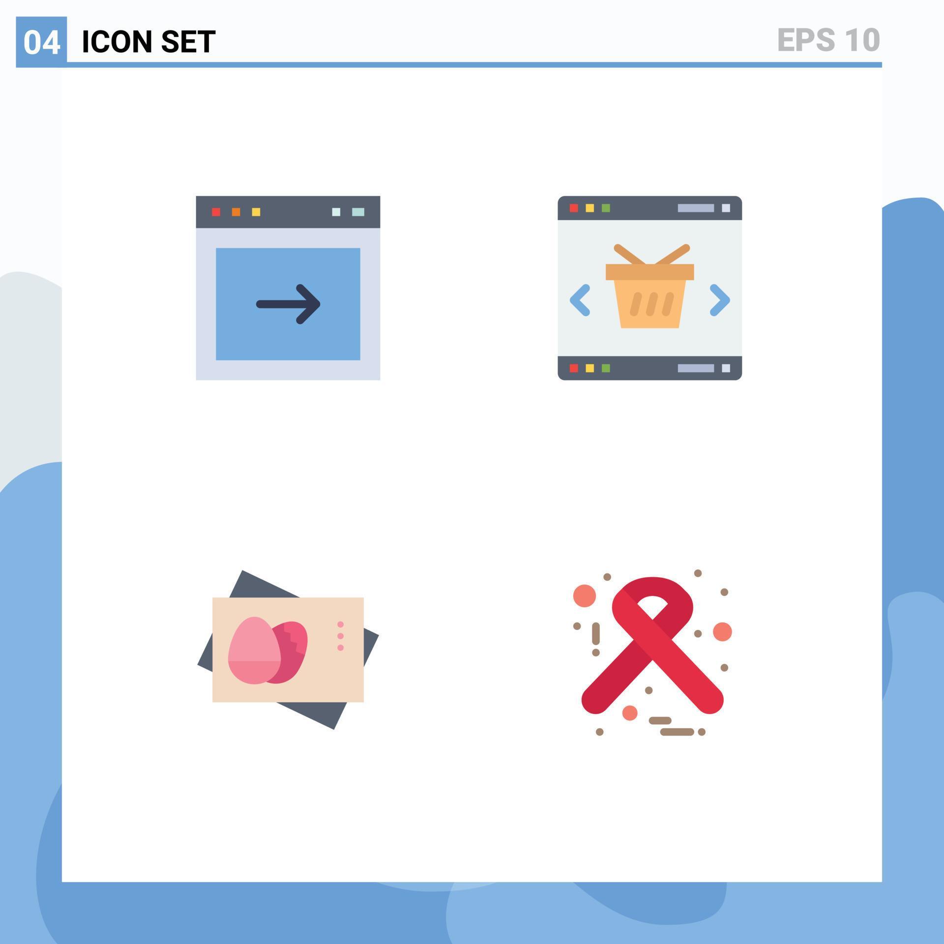 4 Universal Flat Icons Set for Web and Mobile Applications arrow passboard website online easter Editable Vector Design Elements Stock Free