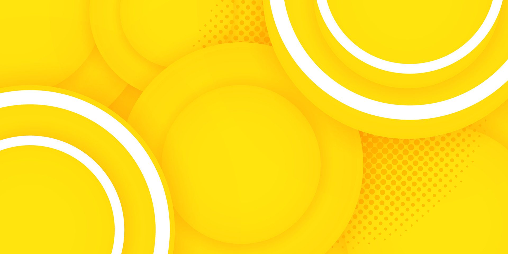 yellow color contrast banner. A bright yellow, Abstract background in hipster futuristic graphic illustration. Yellow background with white circles. Free Vector