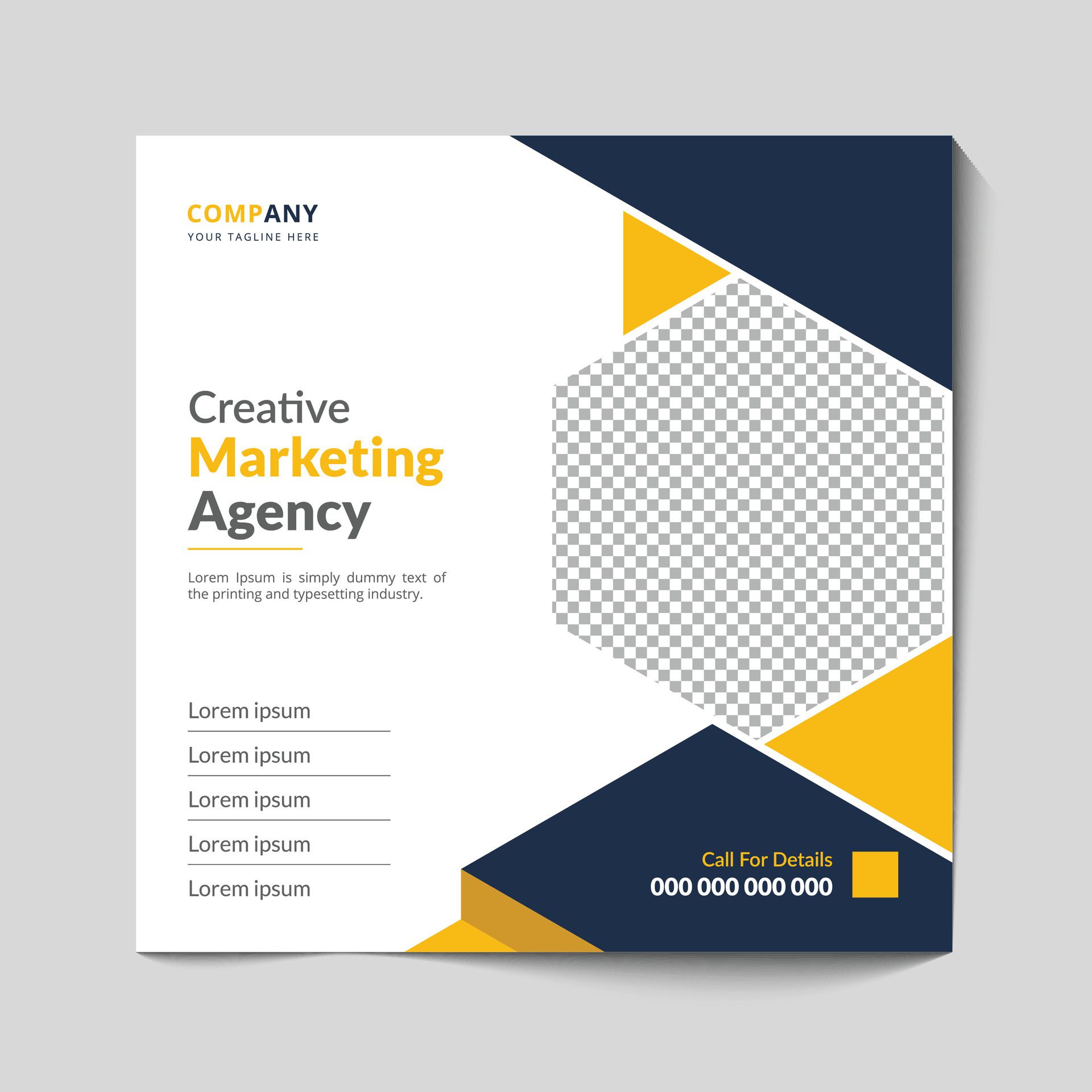 Marketing Agency Social Media Post, Digital Marketing Web Banner, Corporate Square Flyer Template Free Vector