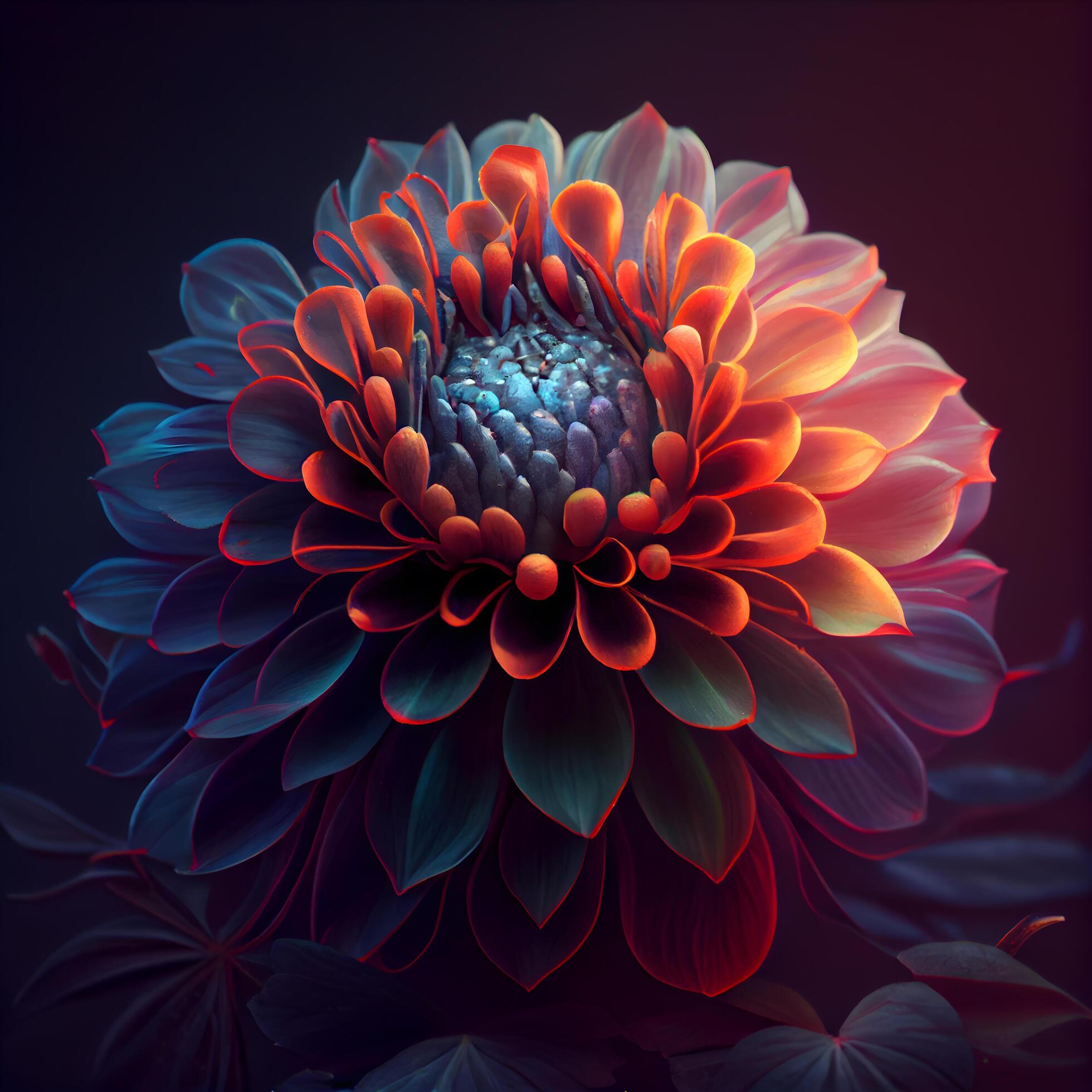 Colorful dahlia flower on dark background. Close up., Image Stock Free