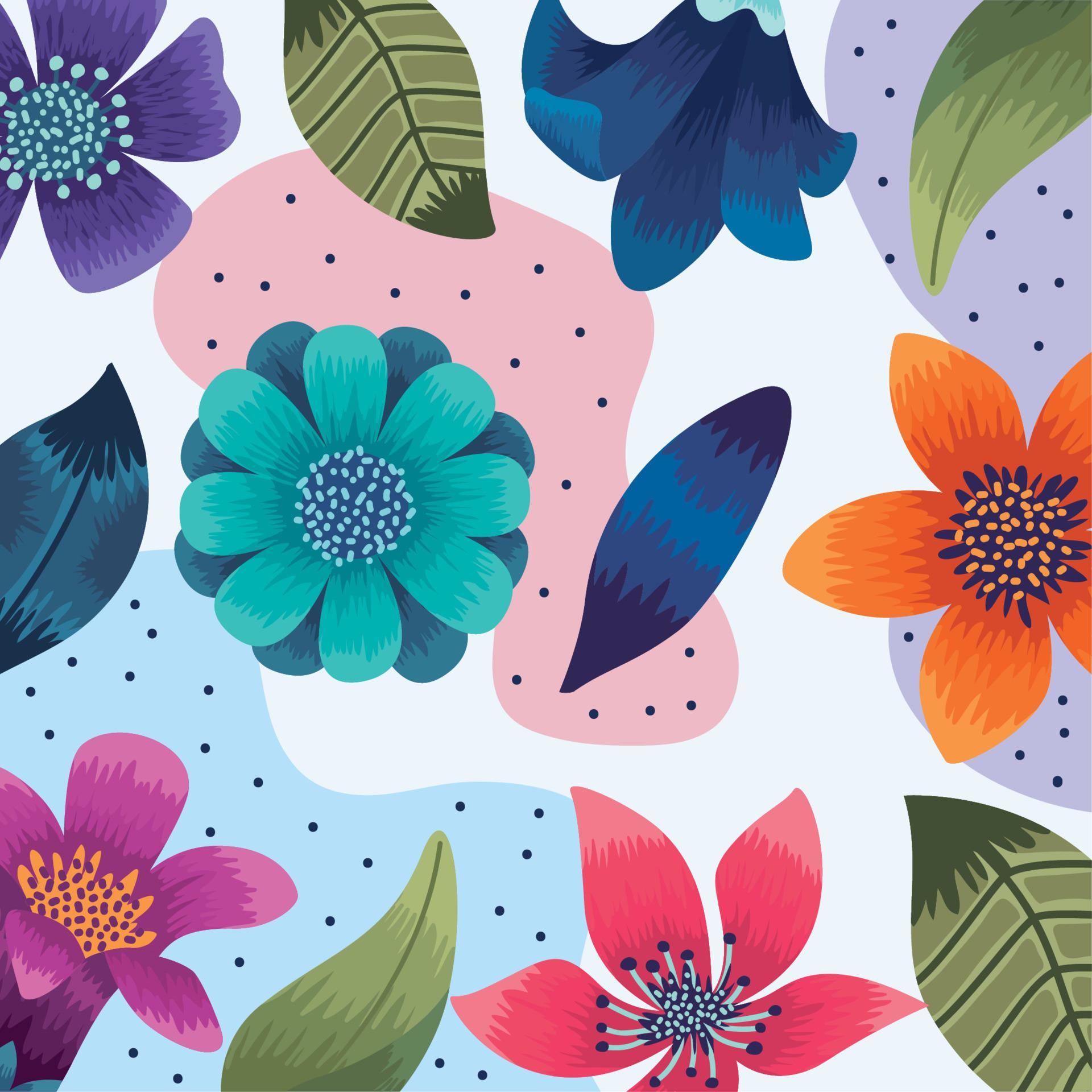 natural flowers and leafs pattern Stock Free