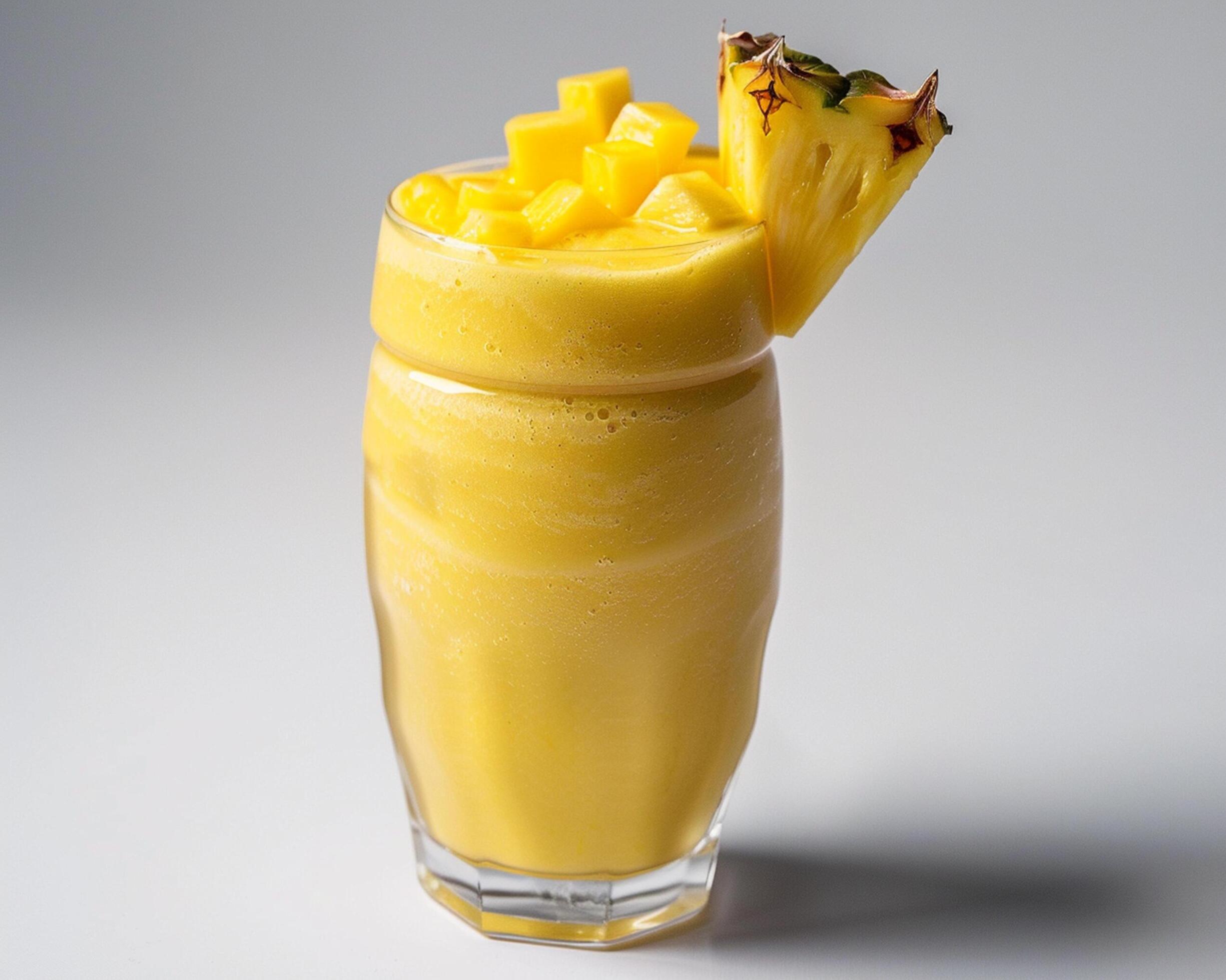 a smoothie with a pineapple on top Stock Free