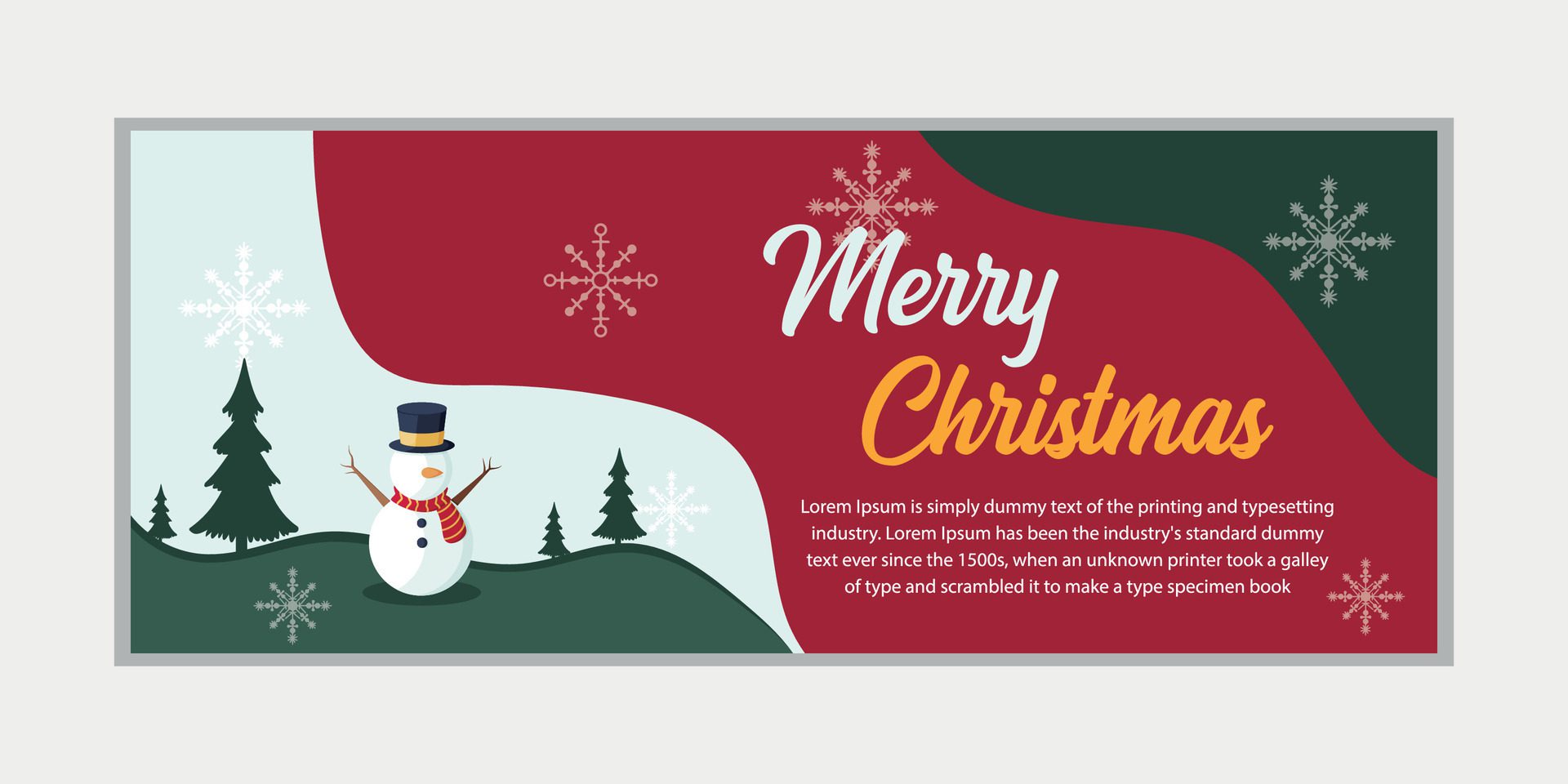 merry christmas banner set and happy new year banner, social media cover and web banner,Merry Christmas design for greeting card, Free Vector