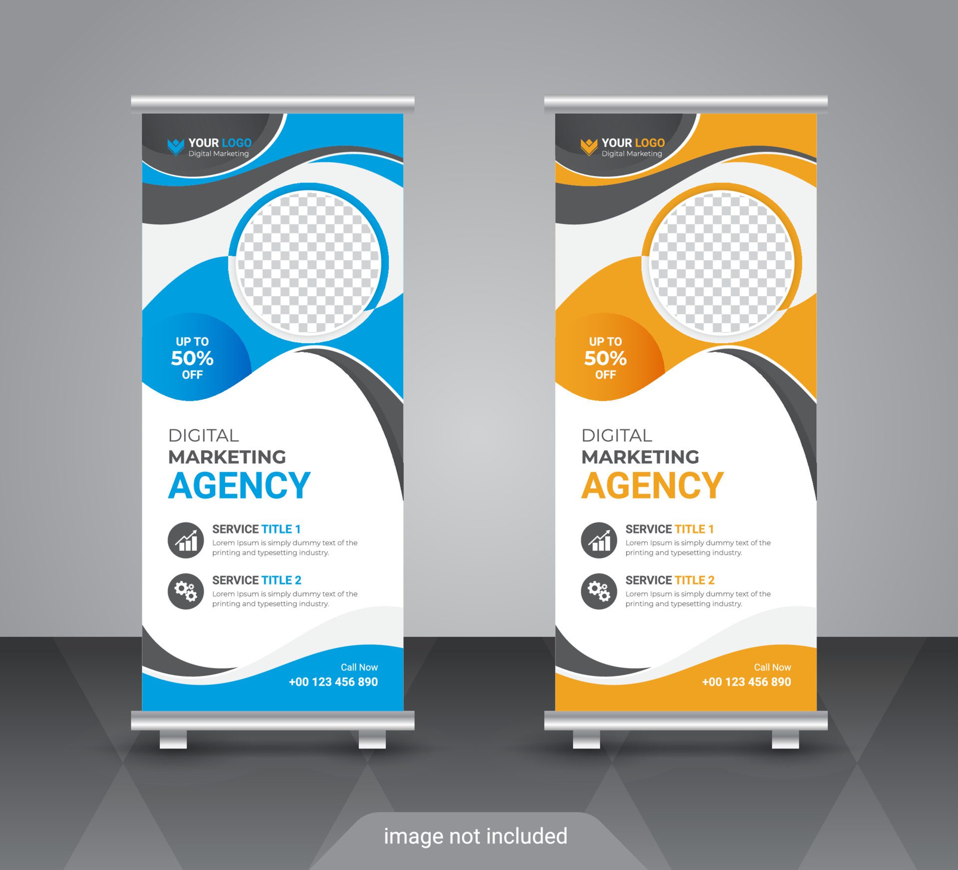 Creative corporate and business roll up banner design template Free Vector