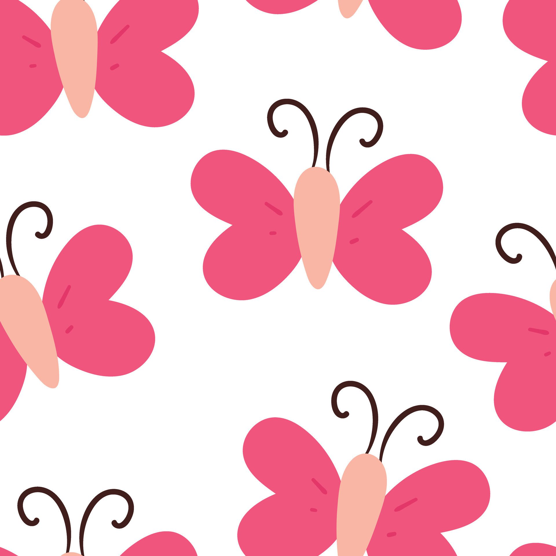 cute seamless pattern cartoon pink butterfly Free Vector