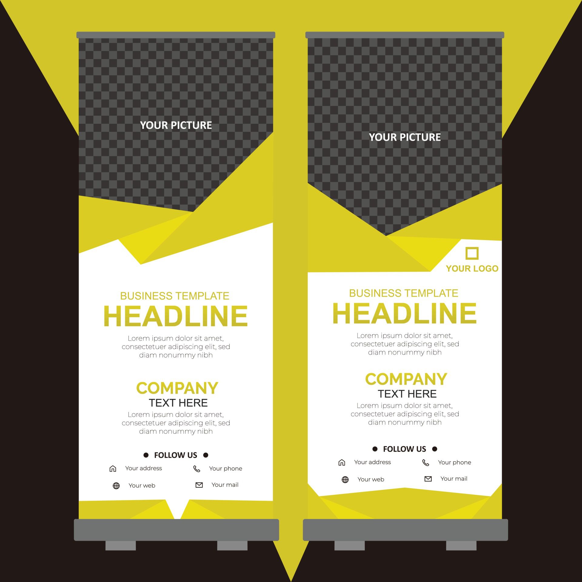 Roll up banner design template Free Vector