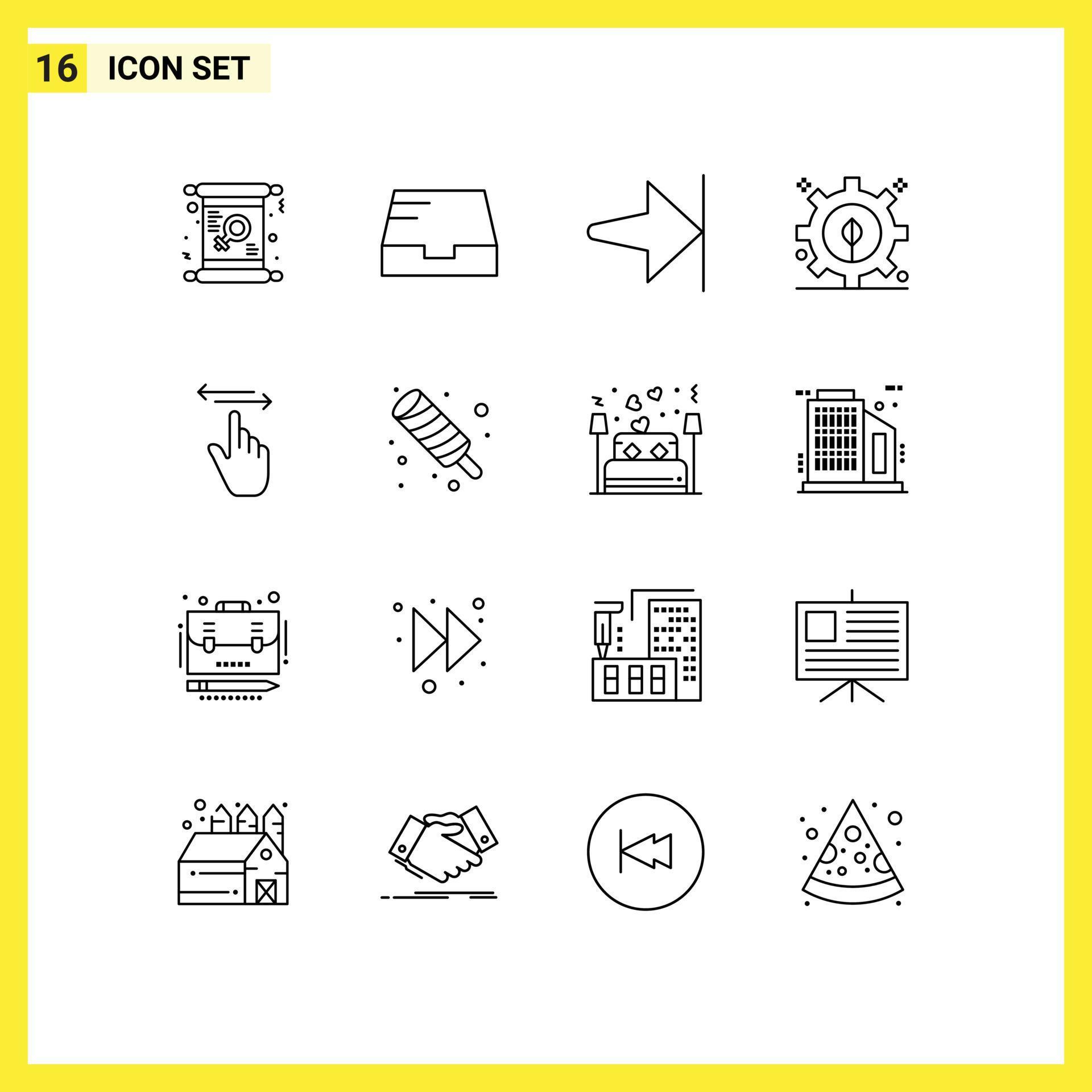 User Interface Pack of 16 Basic Outlines of left gestures arrow finger energy Editable Vector Design Elements Stock Free