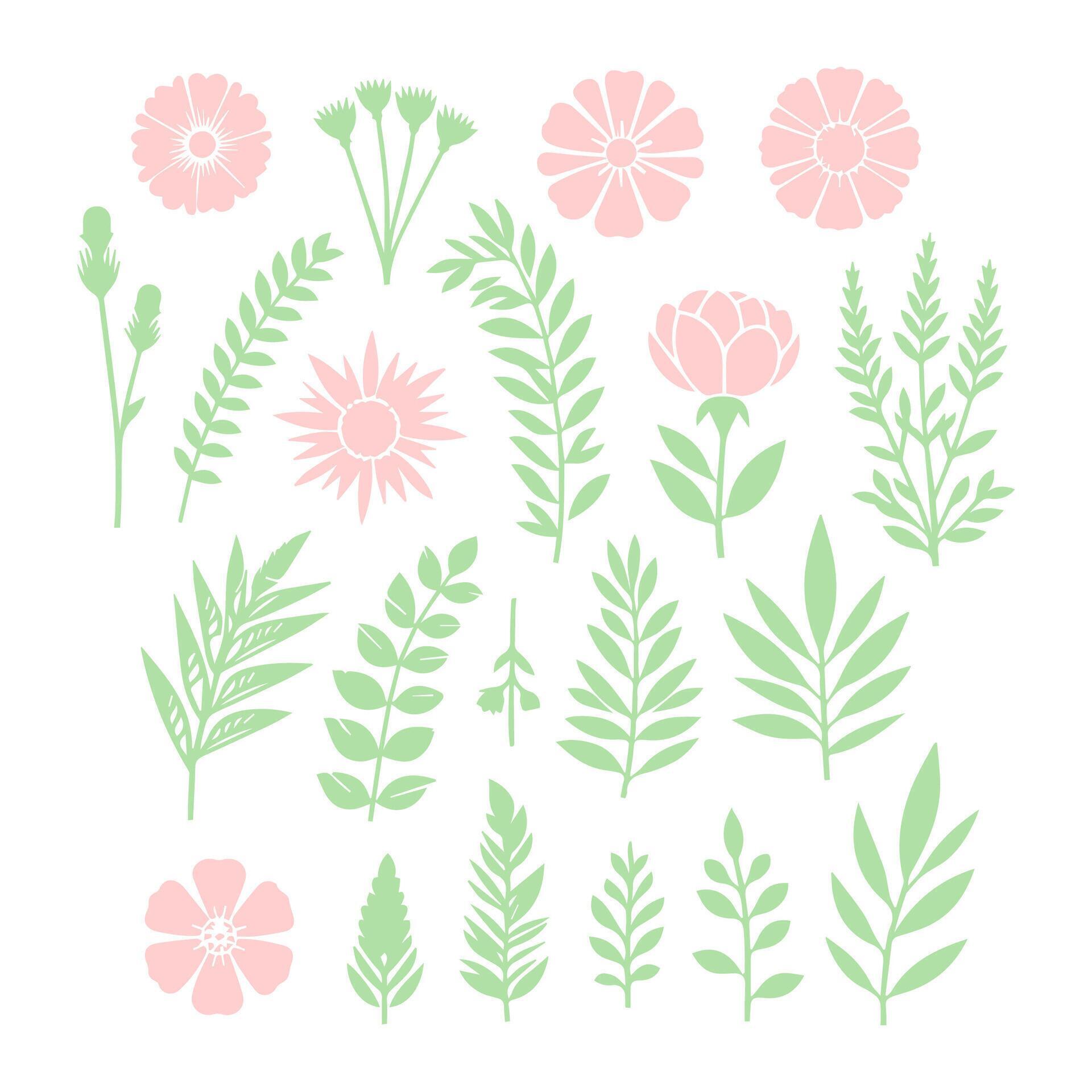 floral backdrop decorated with gorgeous multicolored blooming flowers and leaves border. Spring botanical flat vector illustration on white background Stock Free