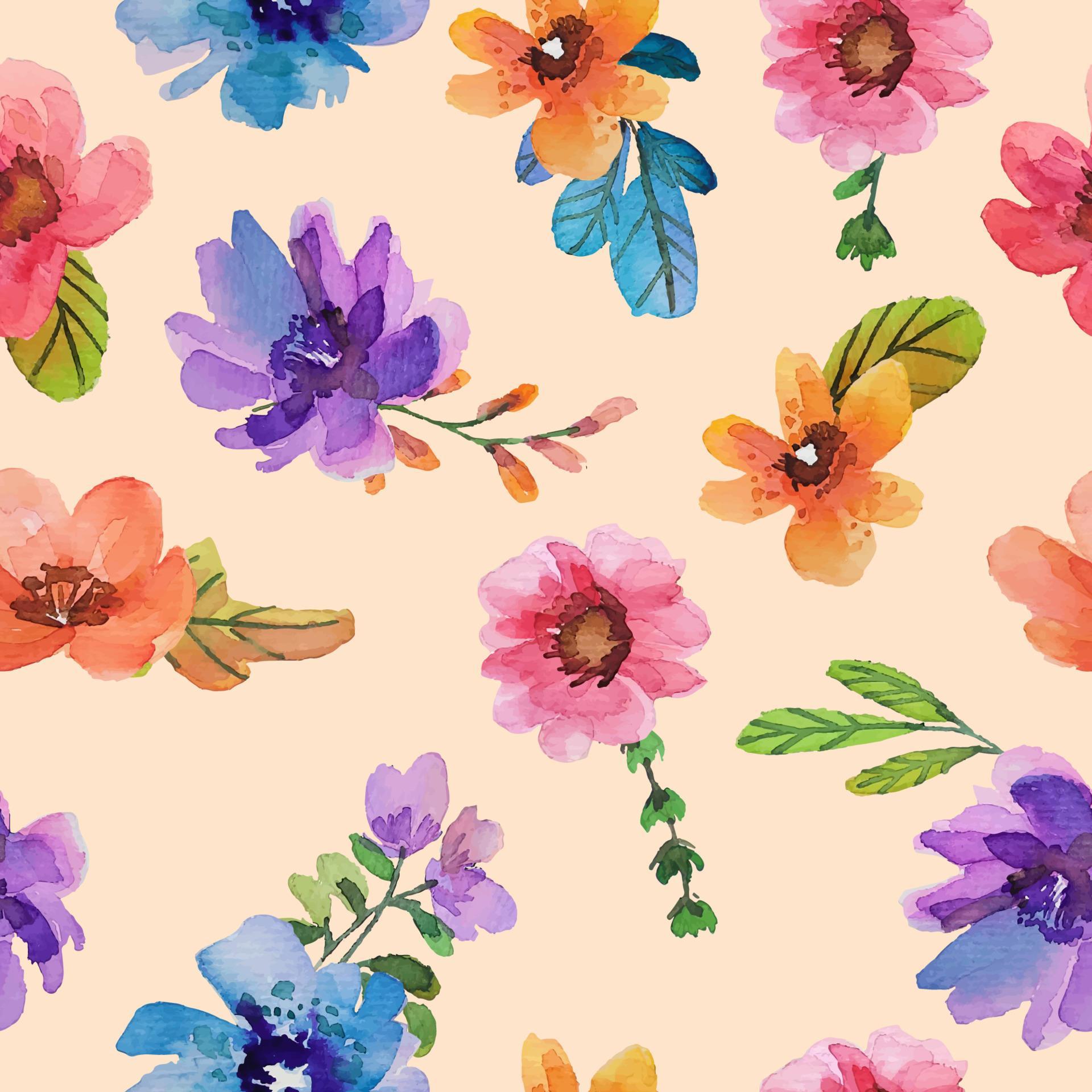 watercolor flower seamless pattern Stock Free