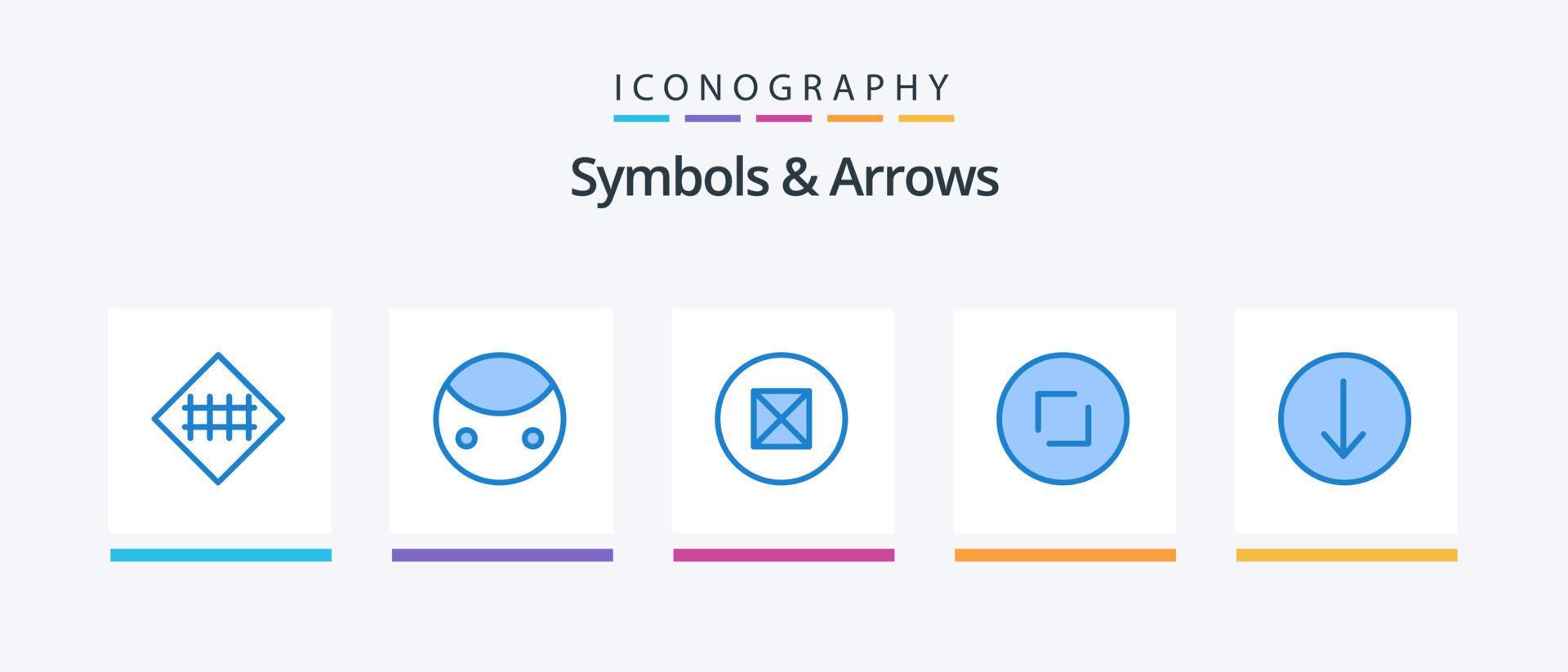 Symbols and Arrows Blue 5 Icon Pack Including symbol. zoom. symbols. enlarge. arrows. Creative Icons Design Stock Free