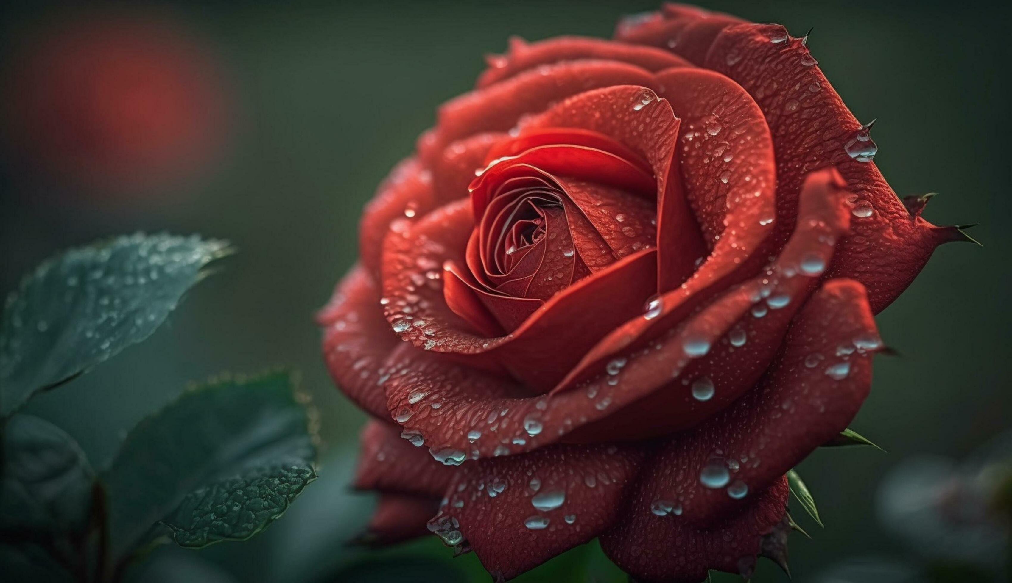 Fresh flower petal with dew drop macro shot ,generative AI Stock Free