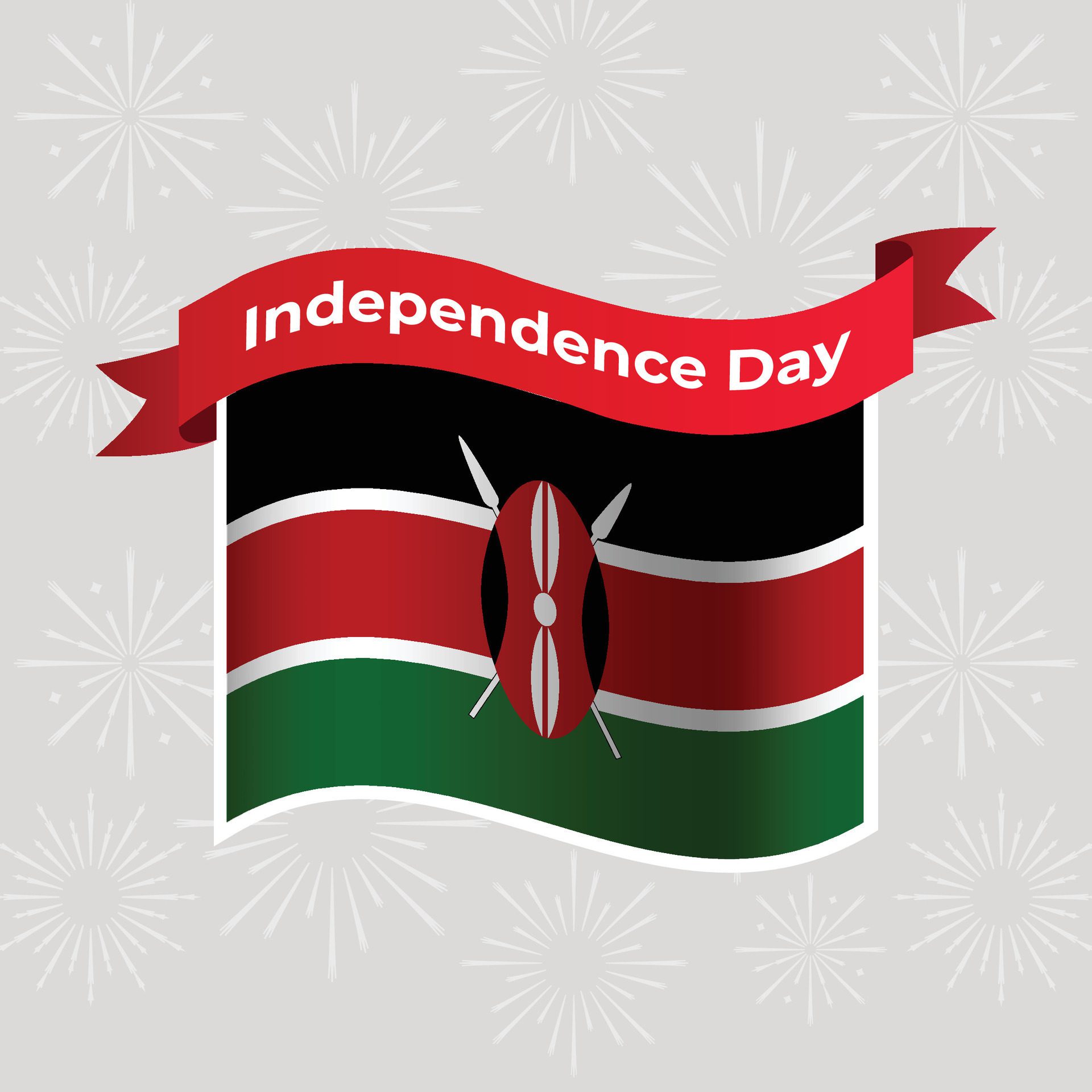 Kenya Wavy Flag Independence Day Banner Background Free Vector