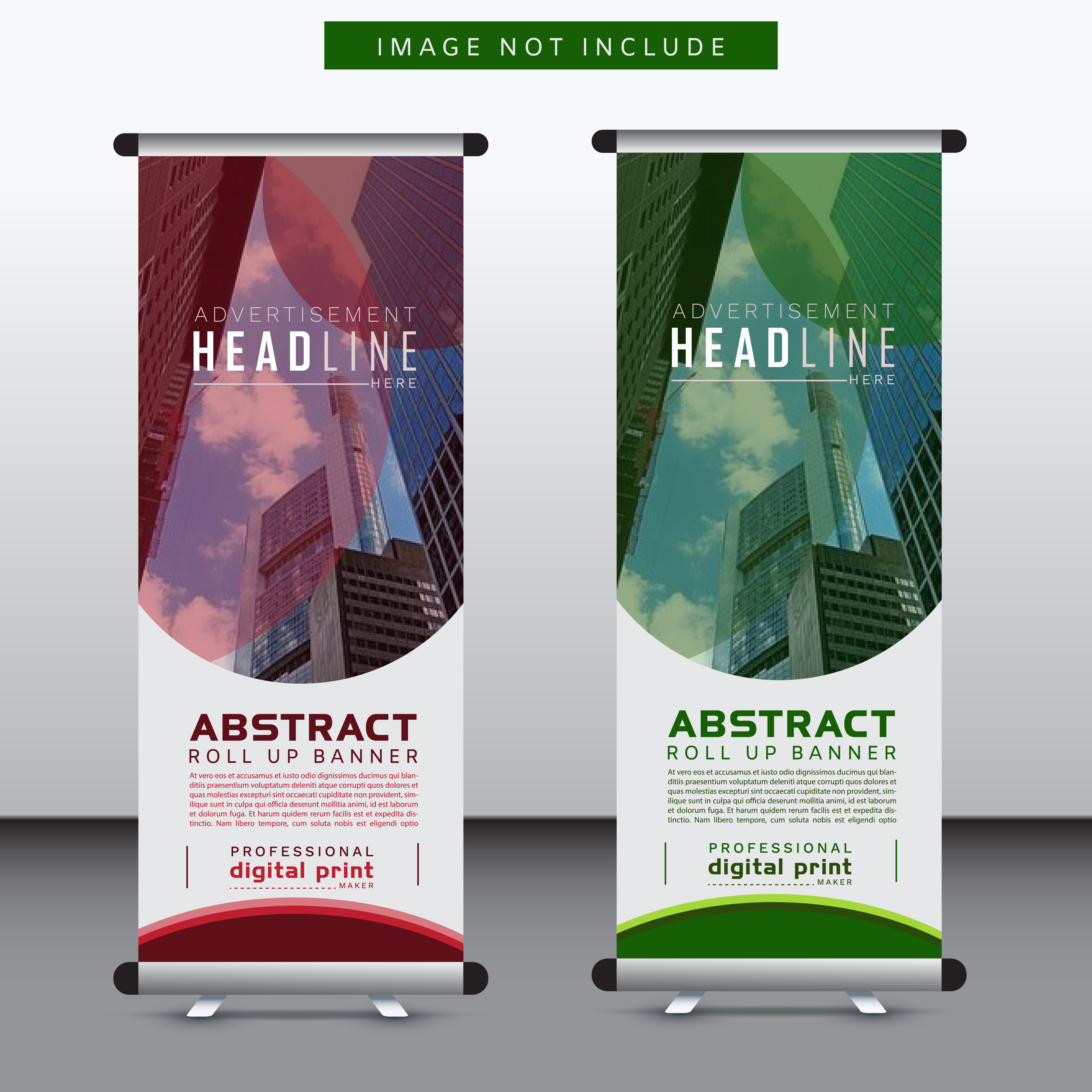 Red and Green Curved Design corporate vertical banner Free Vector