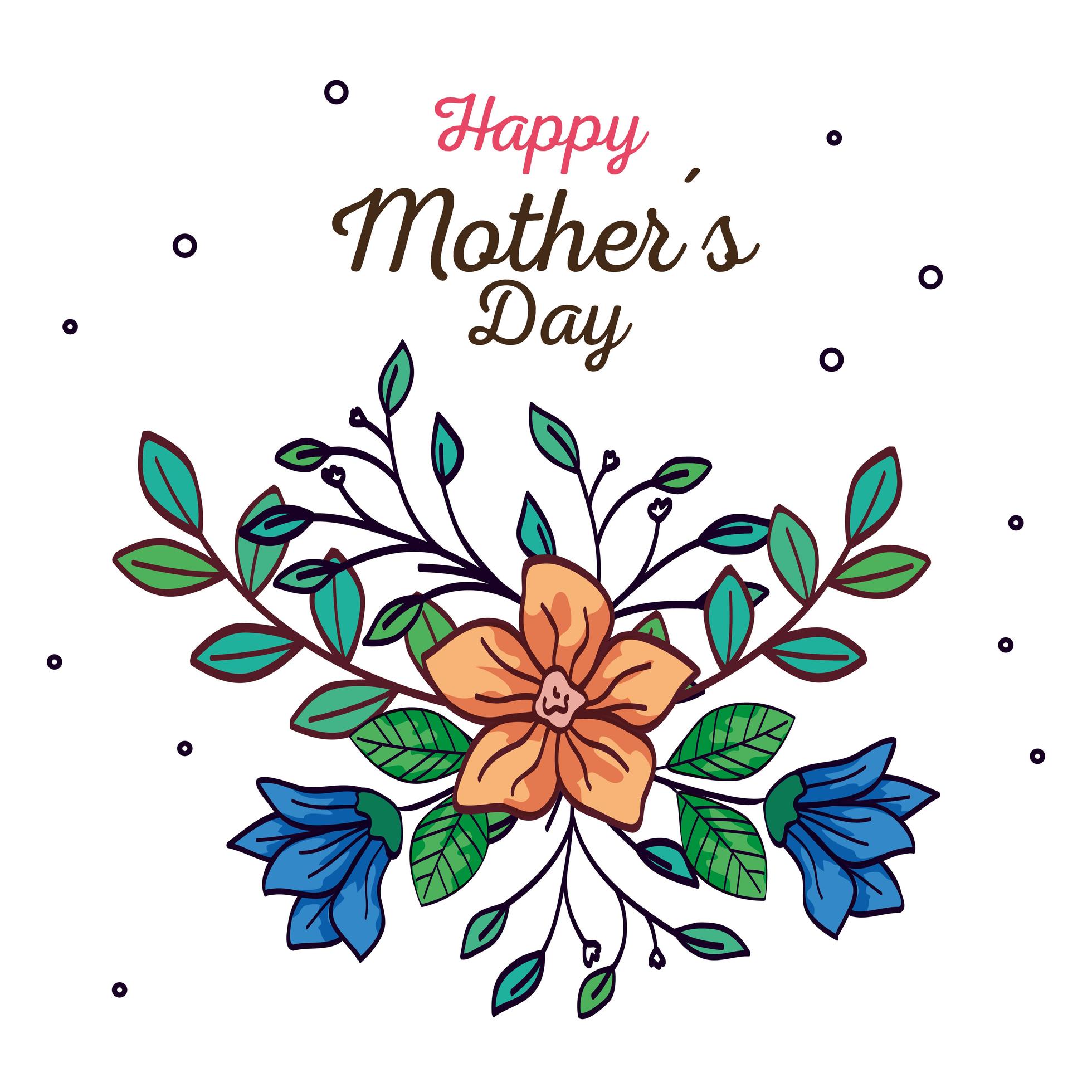 happy mother day card with flowers and leafs decoration Stock Free