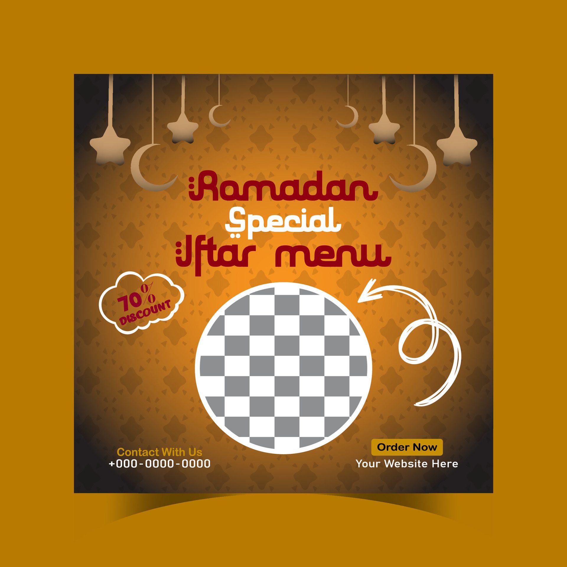 Ramadan iftar menu food post design and social media banner template Free Vector