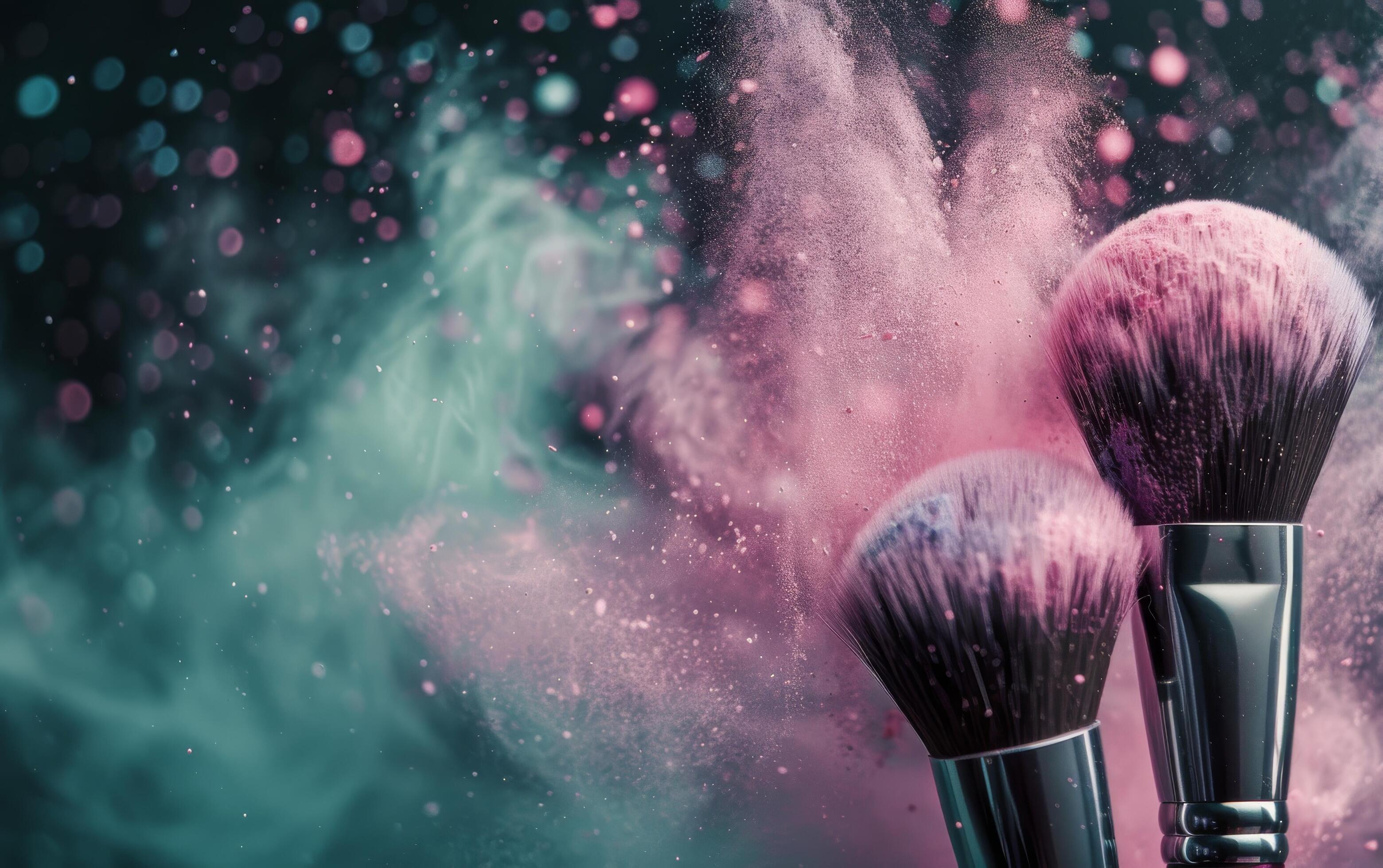 Makeup Brushes on a Galaxy Background Stock Free