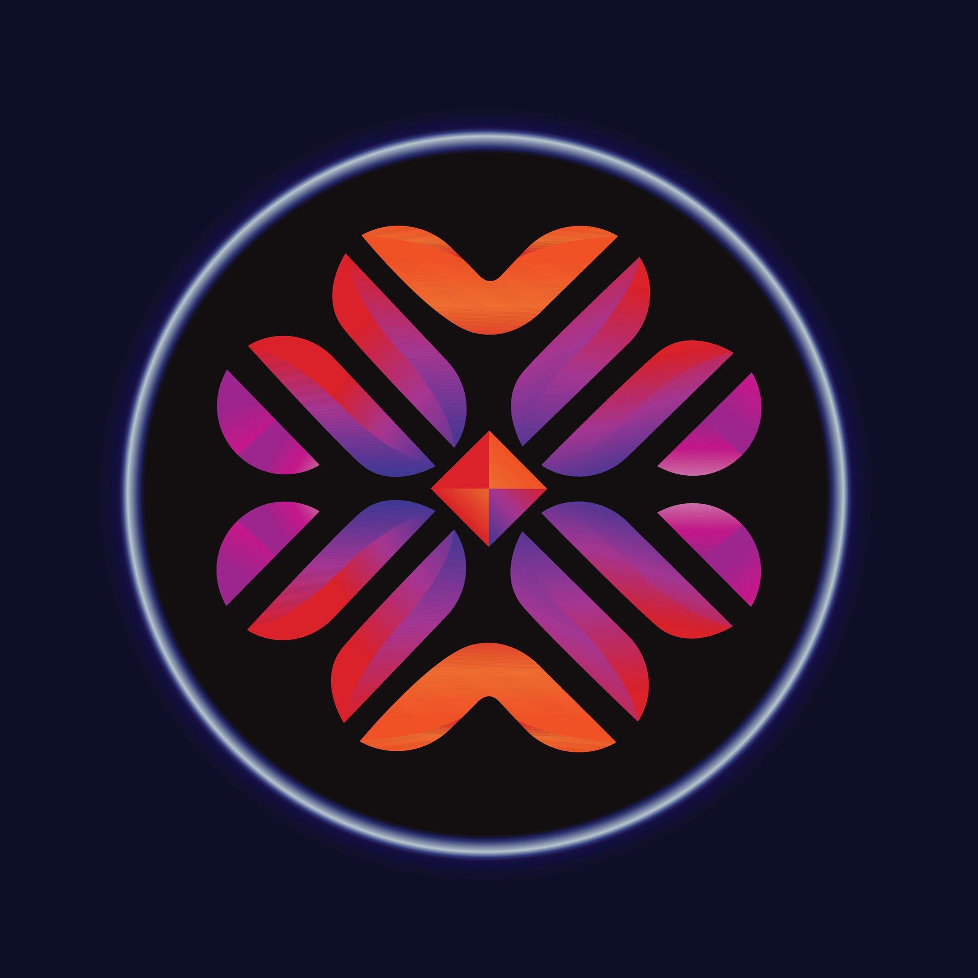 Colorful abstract flower vector round logo Stock Free