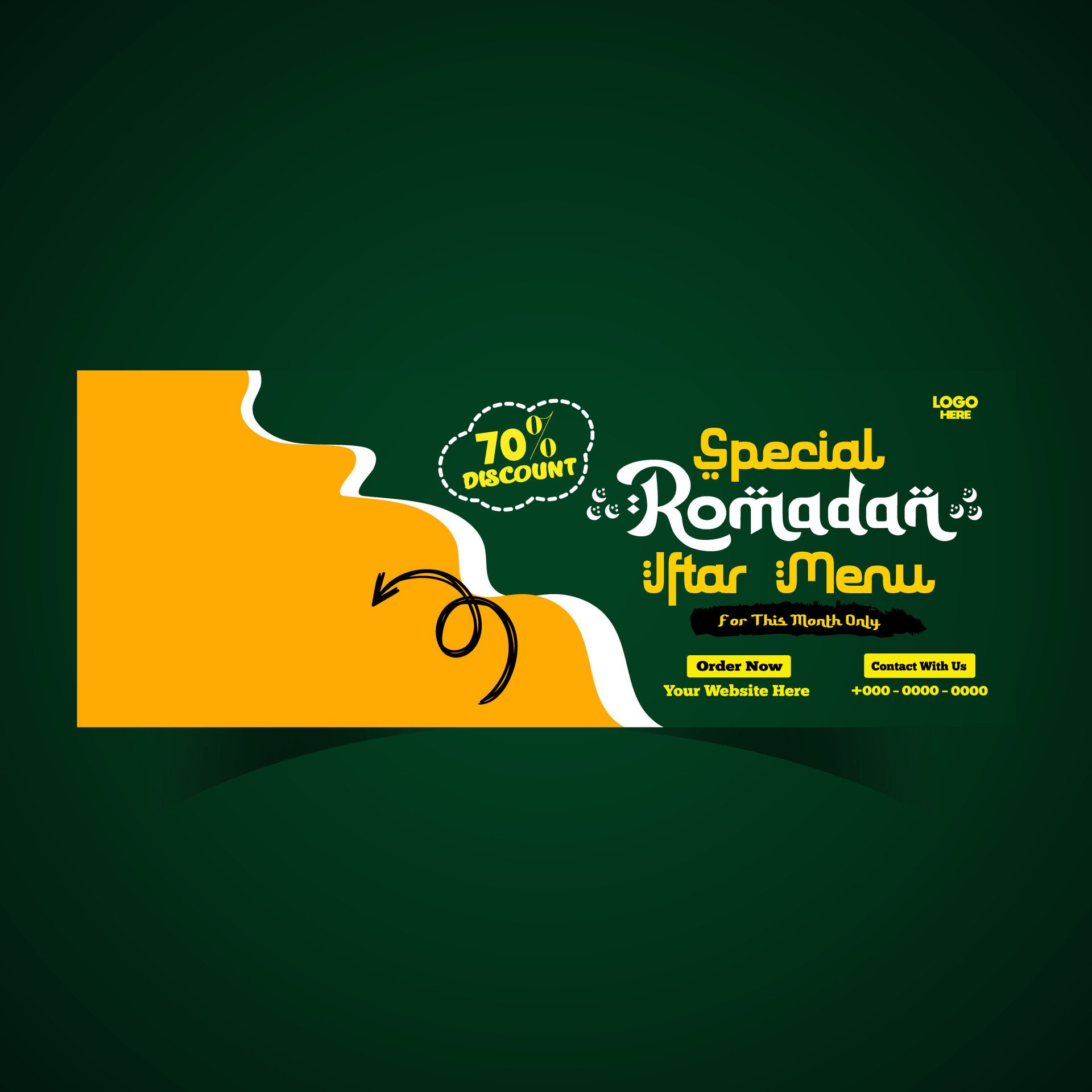 Ramadan food menu post design and social media banner template Free Vector