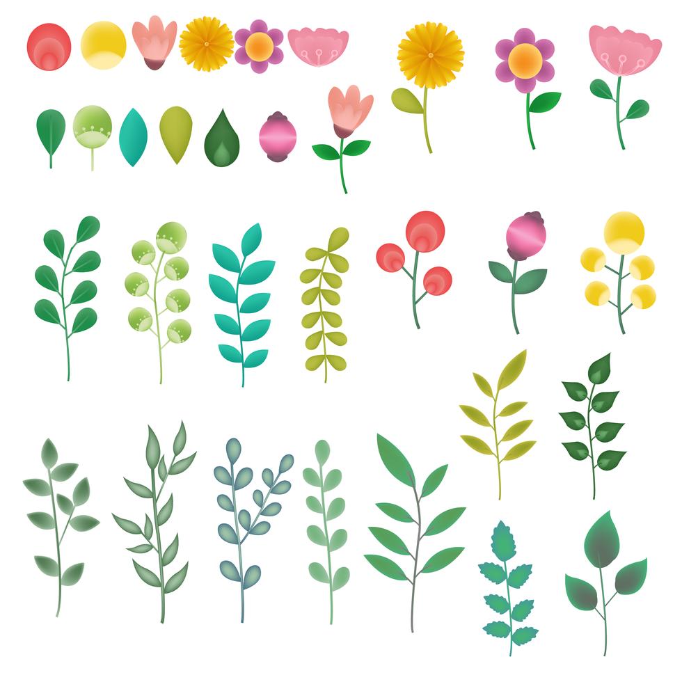 flower icon set element collection Stock Free