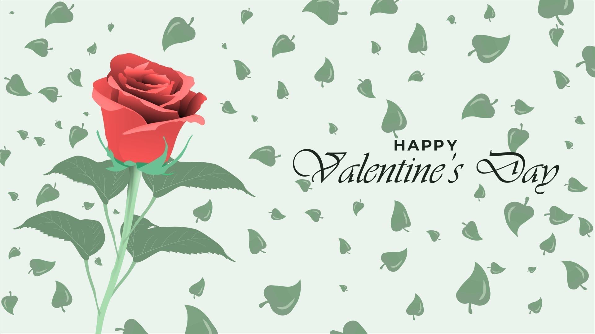 Happy valentine day background with realistic rose flower design objects Stock Free