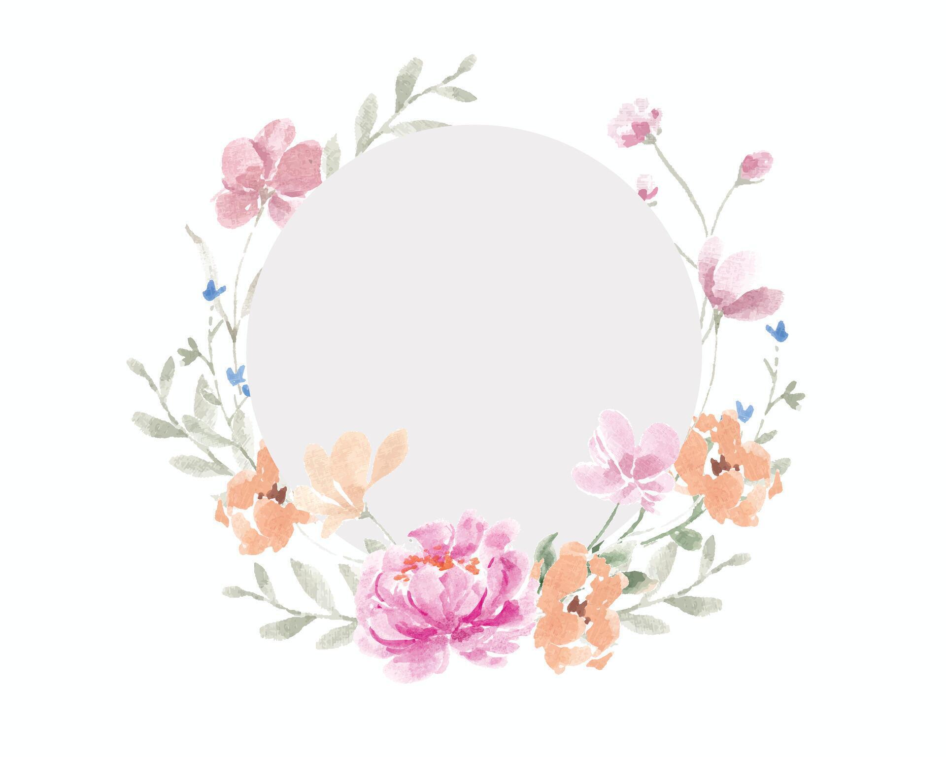 Pink and Yellow Wild Watercolor Flower Wreath Stock Free