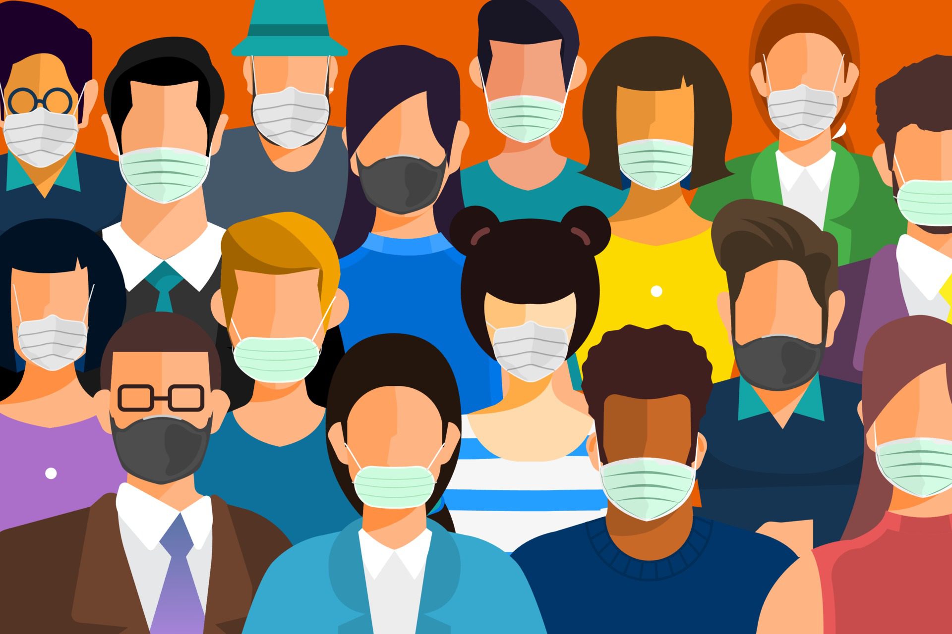 people wear masks to protect against COVID-19 Free Vector