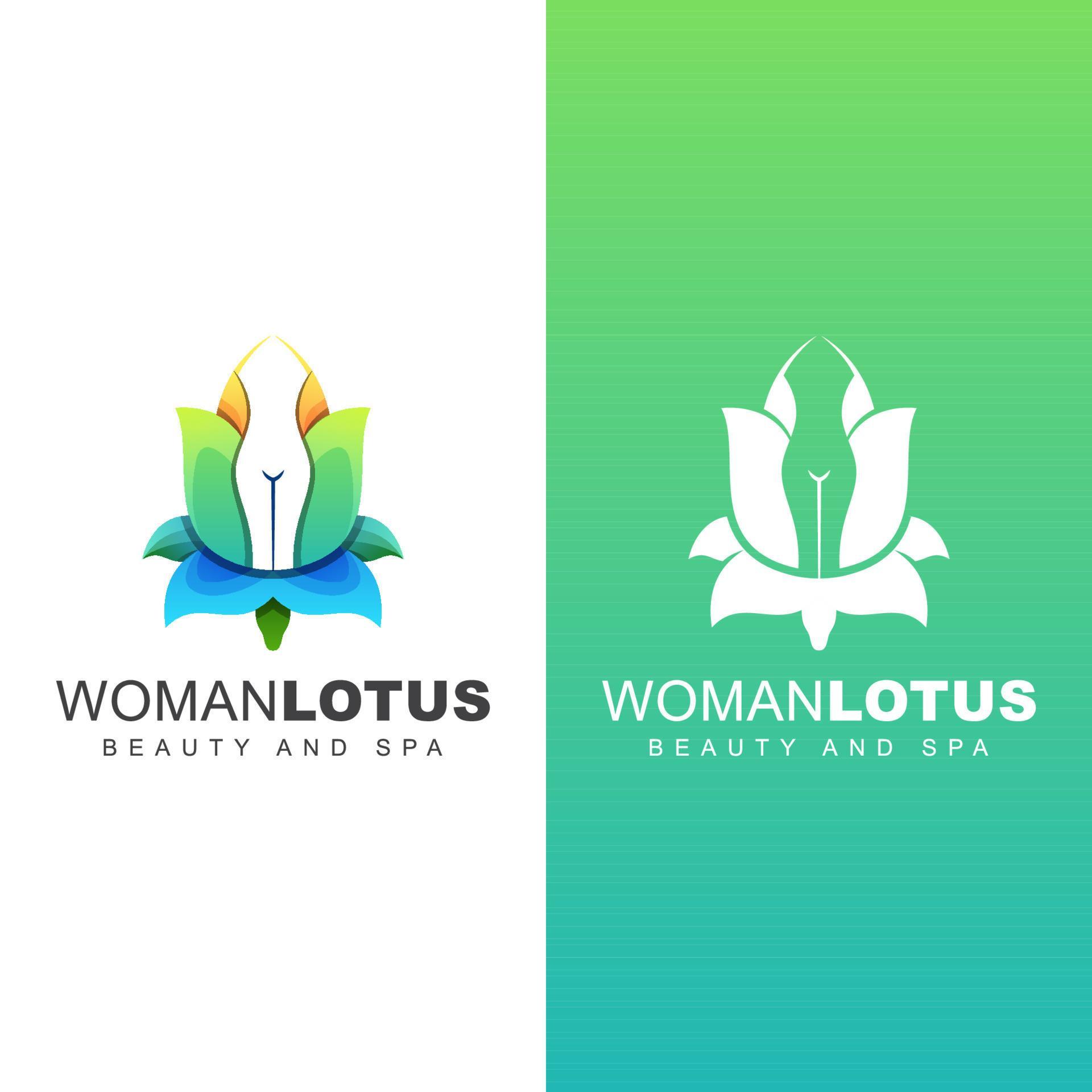 
									flower with negative space body woman logo. beauty woman lotus for spa logo. colorful rose girl design two version Stock Free