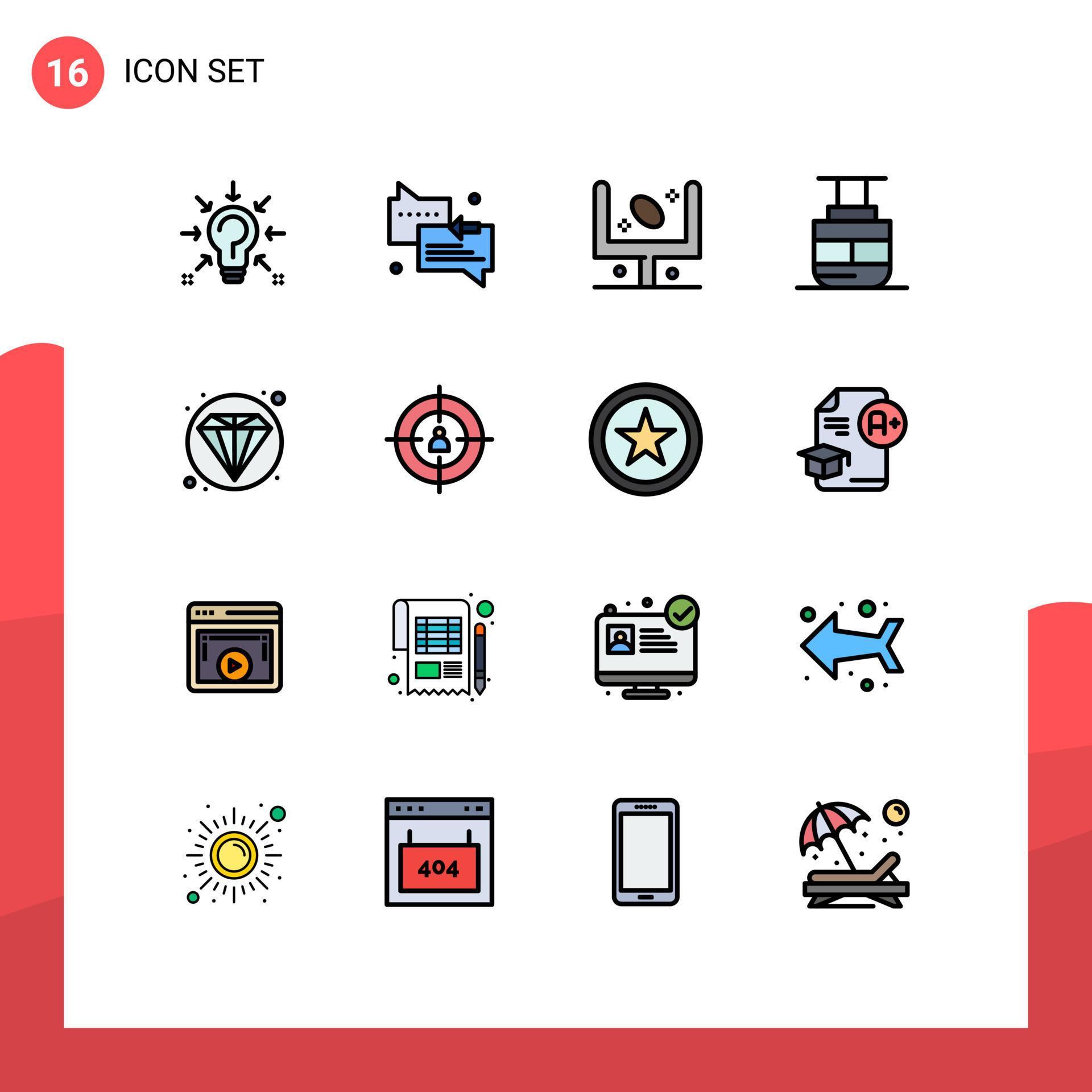 Set of 16 Modern UI Icons Symbols Signs for vehicles transport arrow sky lift goal Editable Creative Vector Design Elements Stock Free