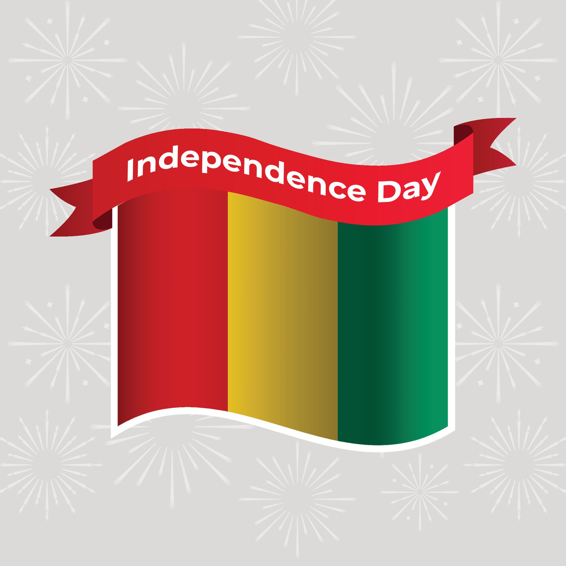 Guinea Wavy Flag Independence Day Banner Background Free Vector