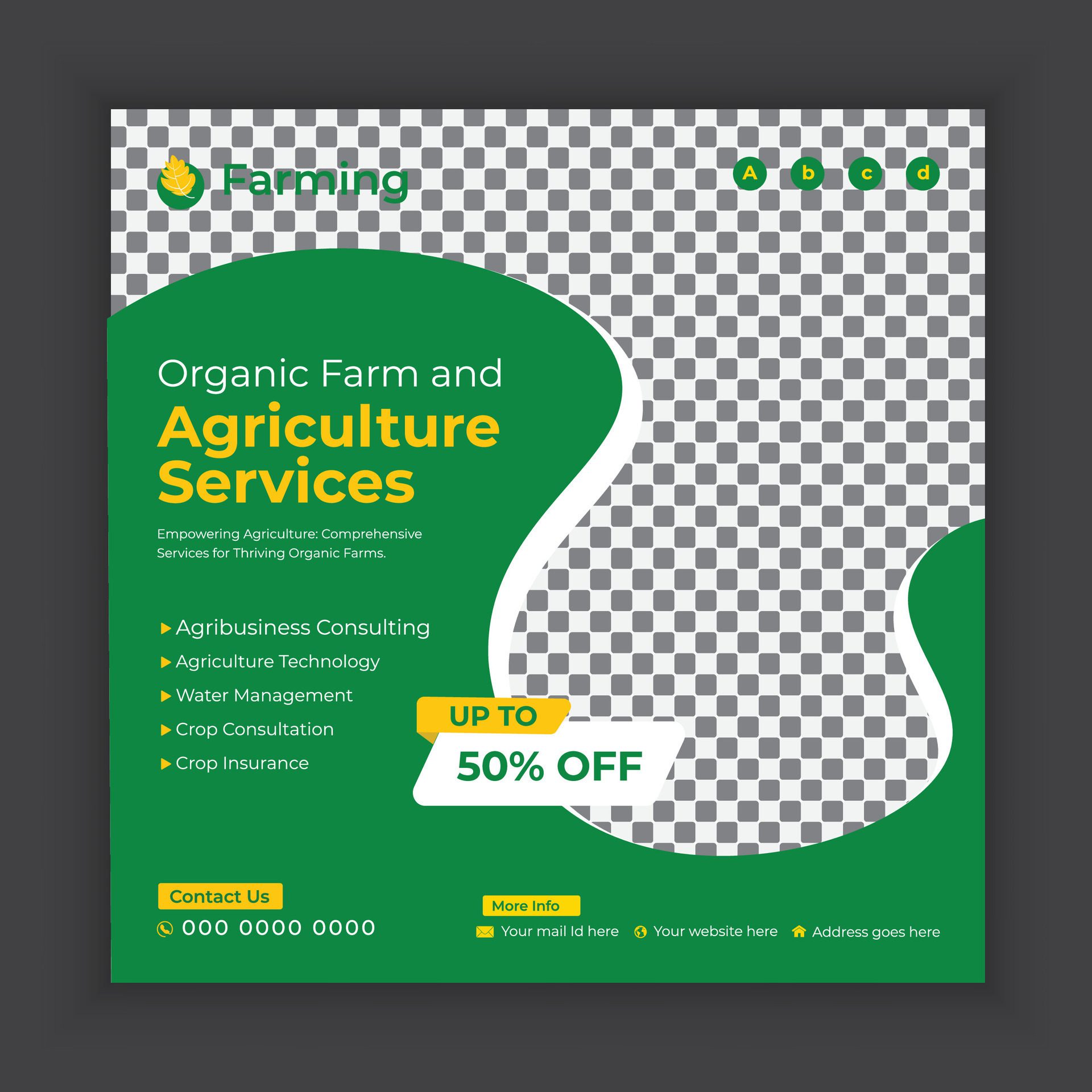 Organic food and agriculture services social media post banners or Agriculture technology provider web banner template Free Vector