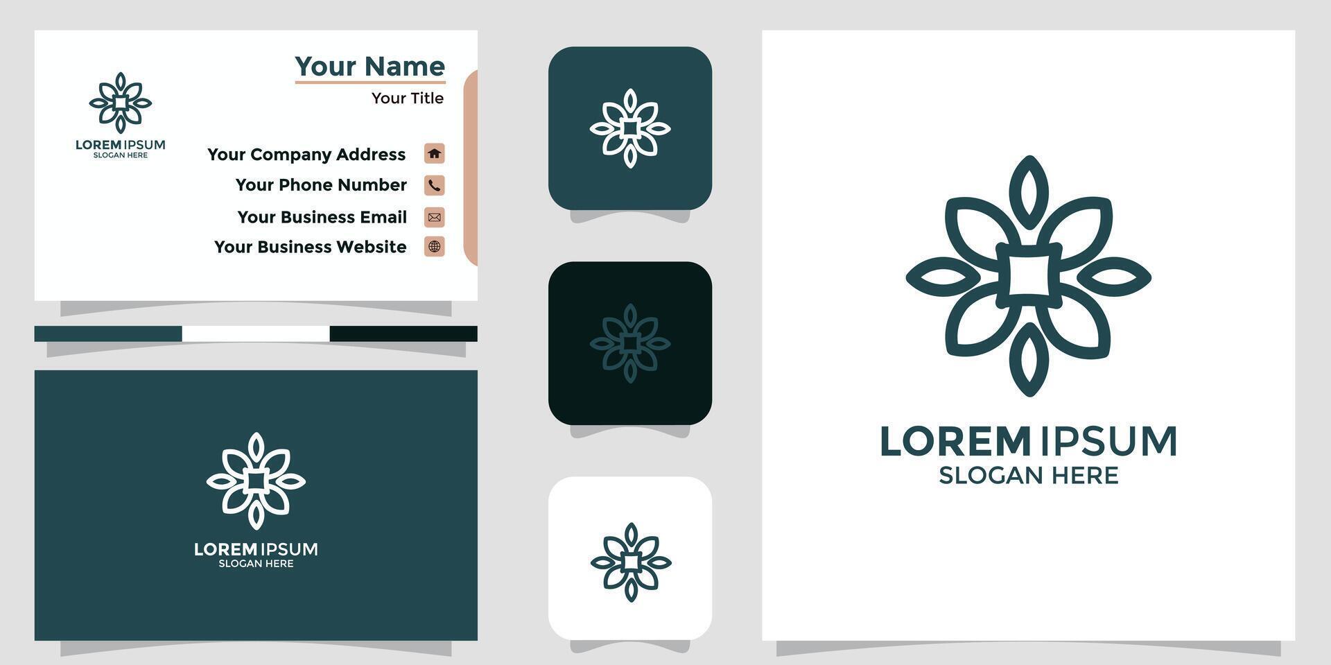 Abstract elegant flower logo icon and business card Stock Free