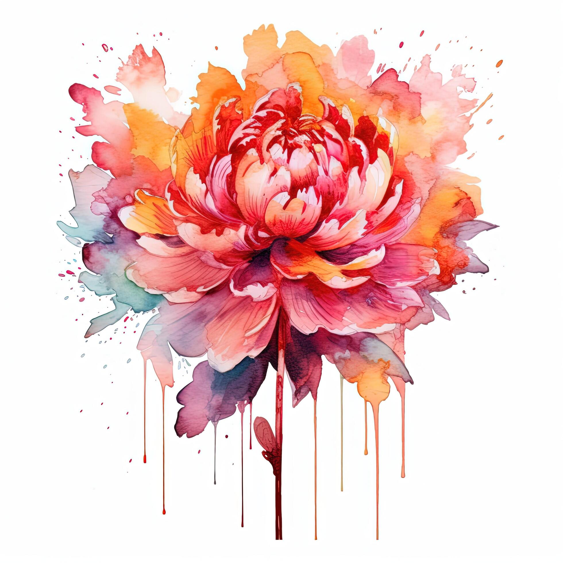 Watercolor beautiful peony flower. Illustration Stock Free