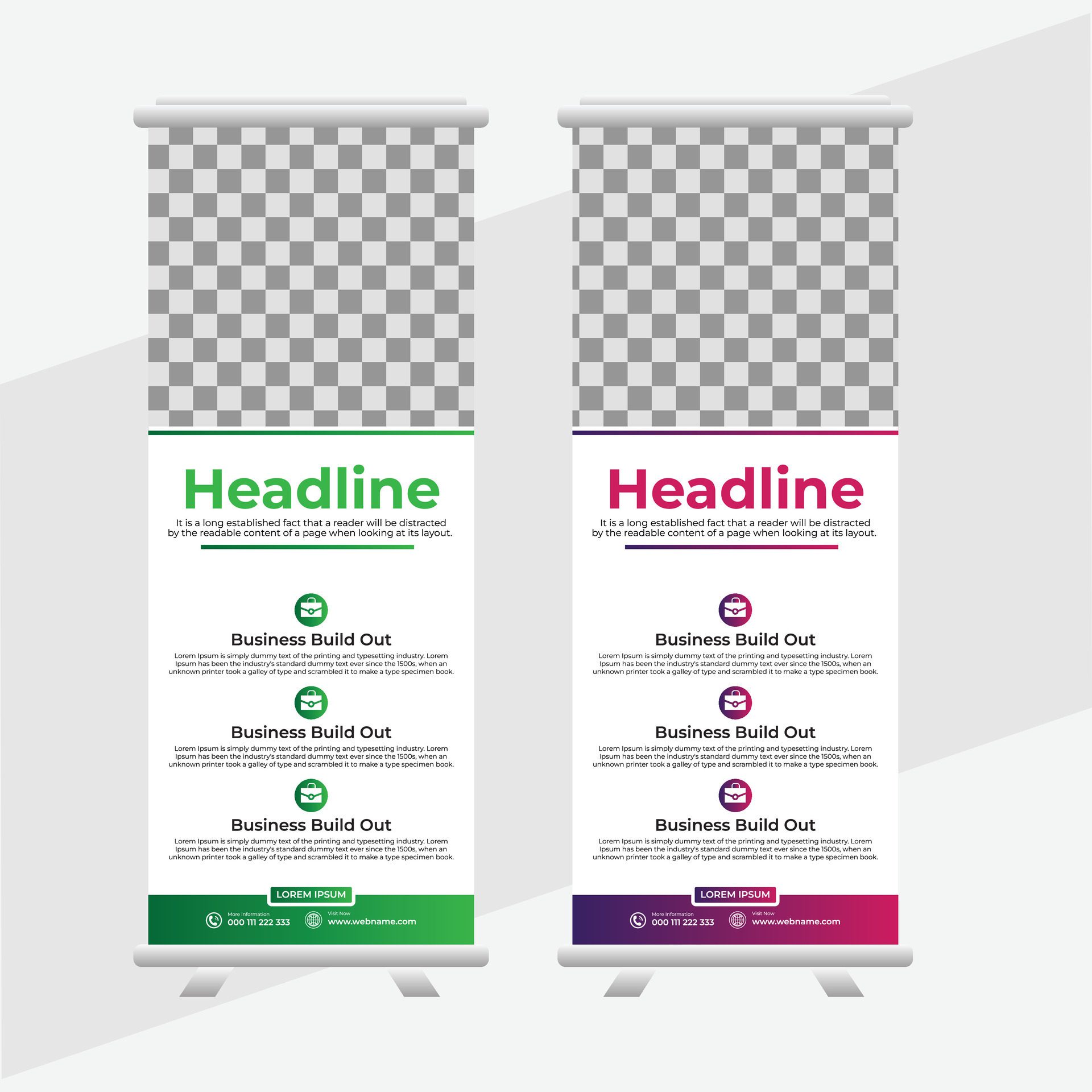 Business Roll-Up Banner, Roll-up banner design template, vertical, abstract background, Creative business agency roll up banner Free Vector