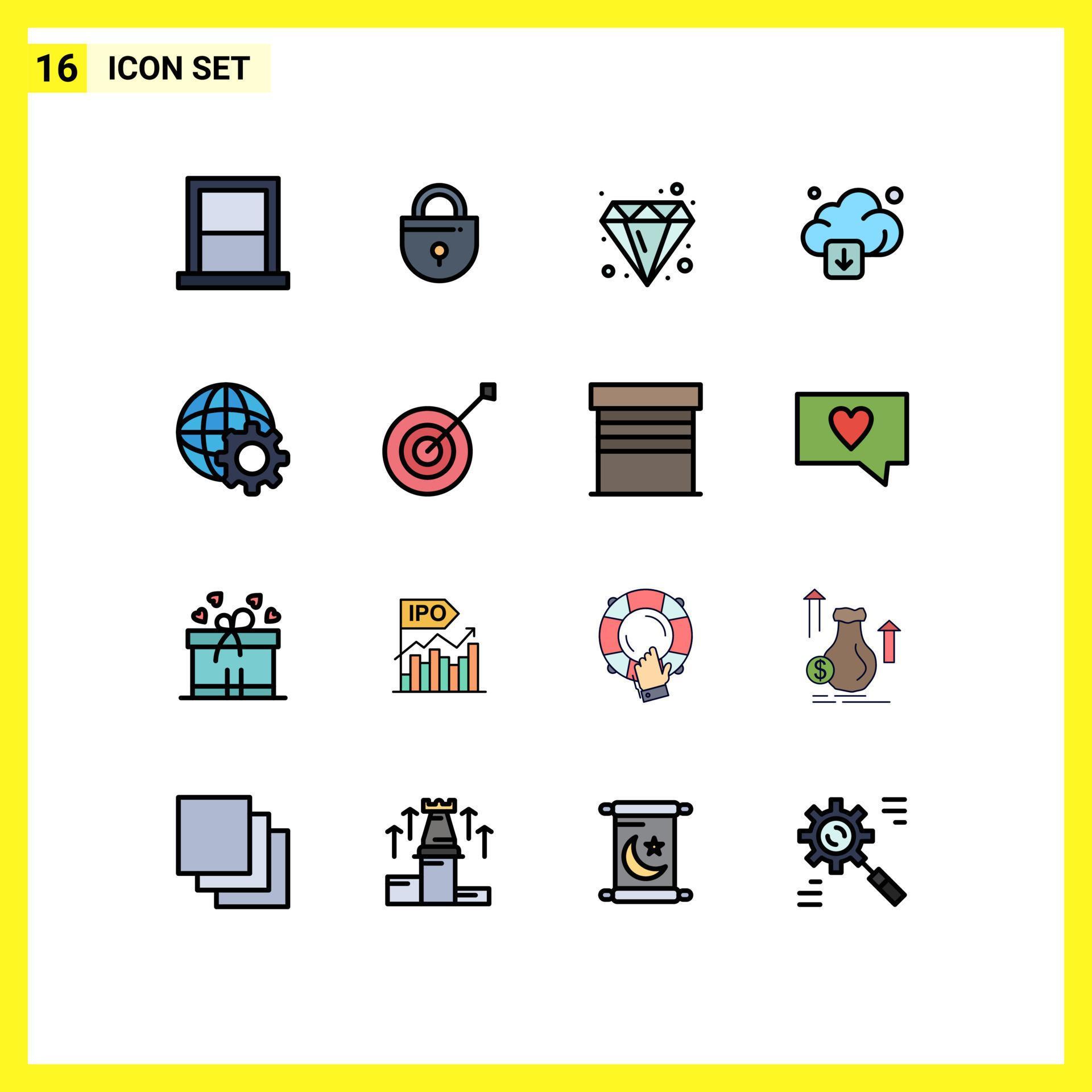 16 Creative Icons Modern Signs and Symbols of control download security arrow jewel Editable Creative Vector Design Elements Stock Free