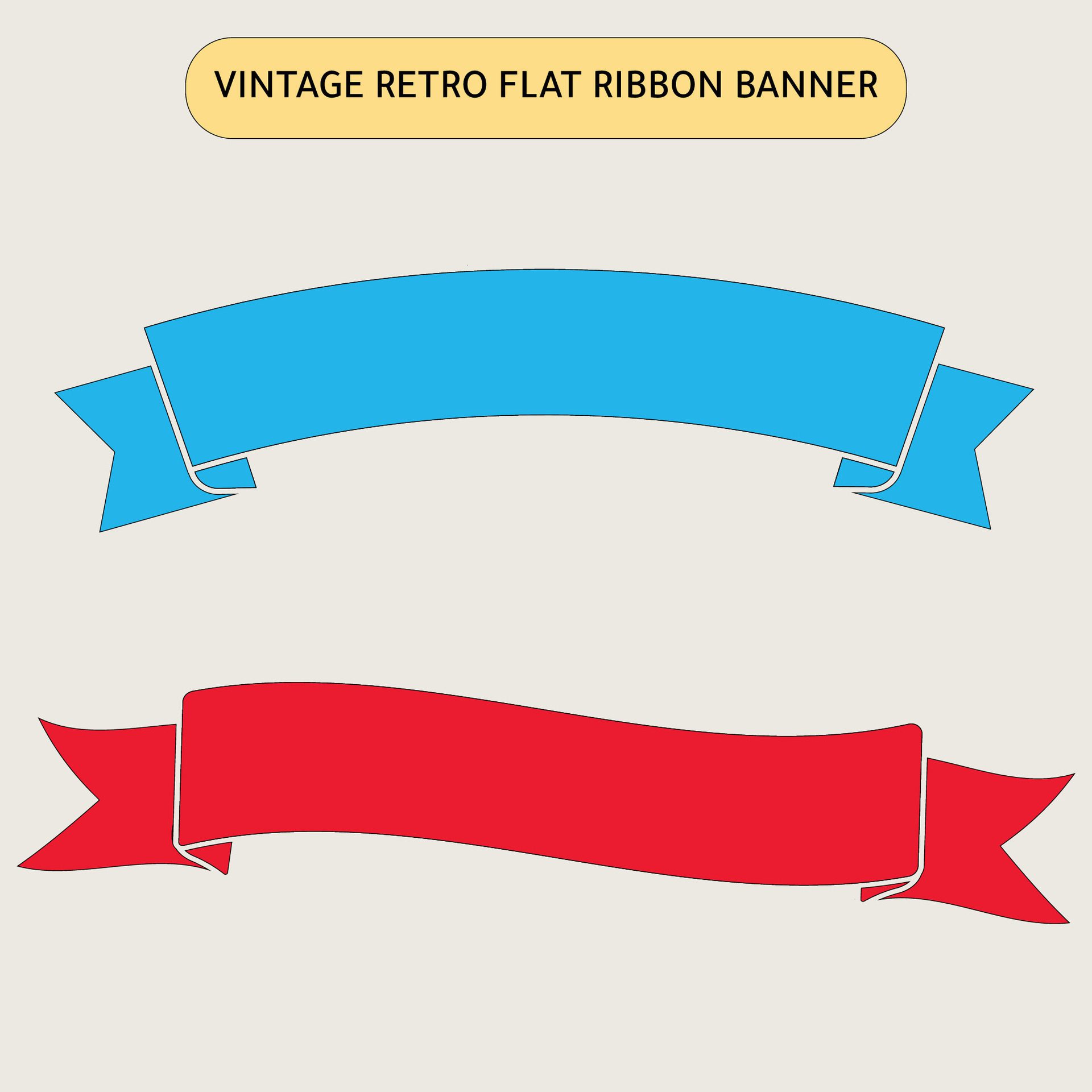 Vintage Retro Flat Ribbon Banner Free Vector