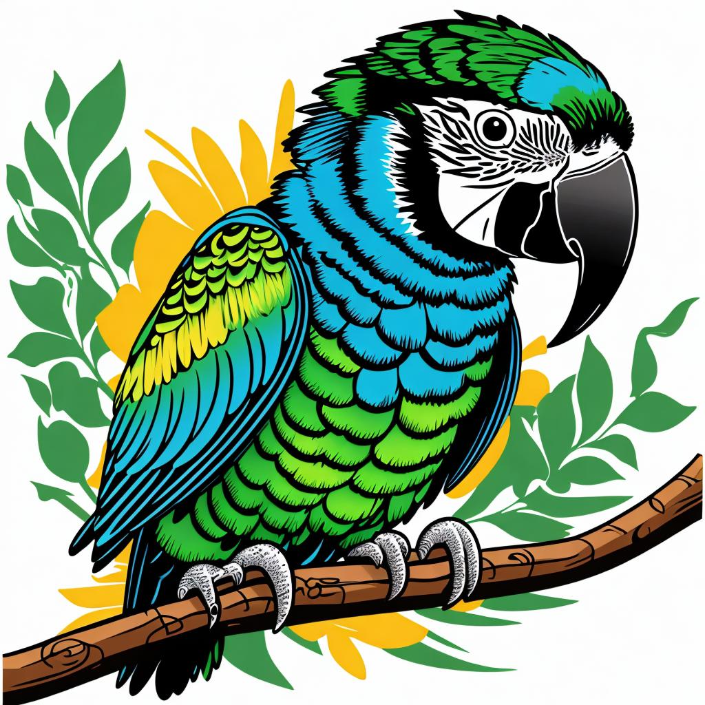 Parrot Ink illustration,Vector art,Vector by @ai_generated