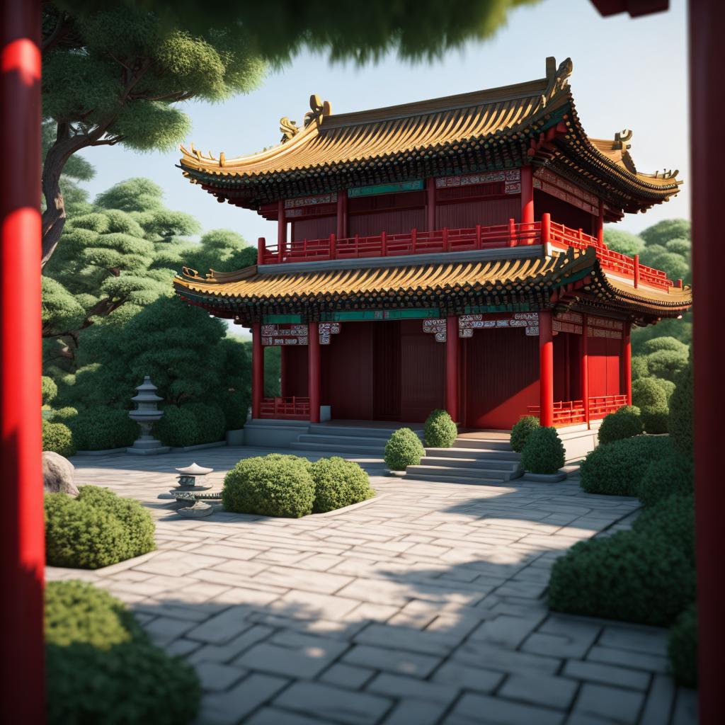 A Chinese house 3D by @ai_generated