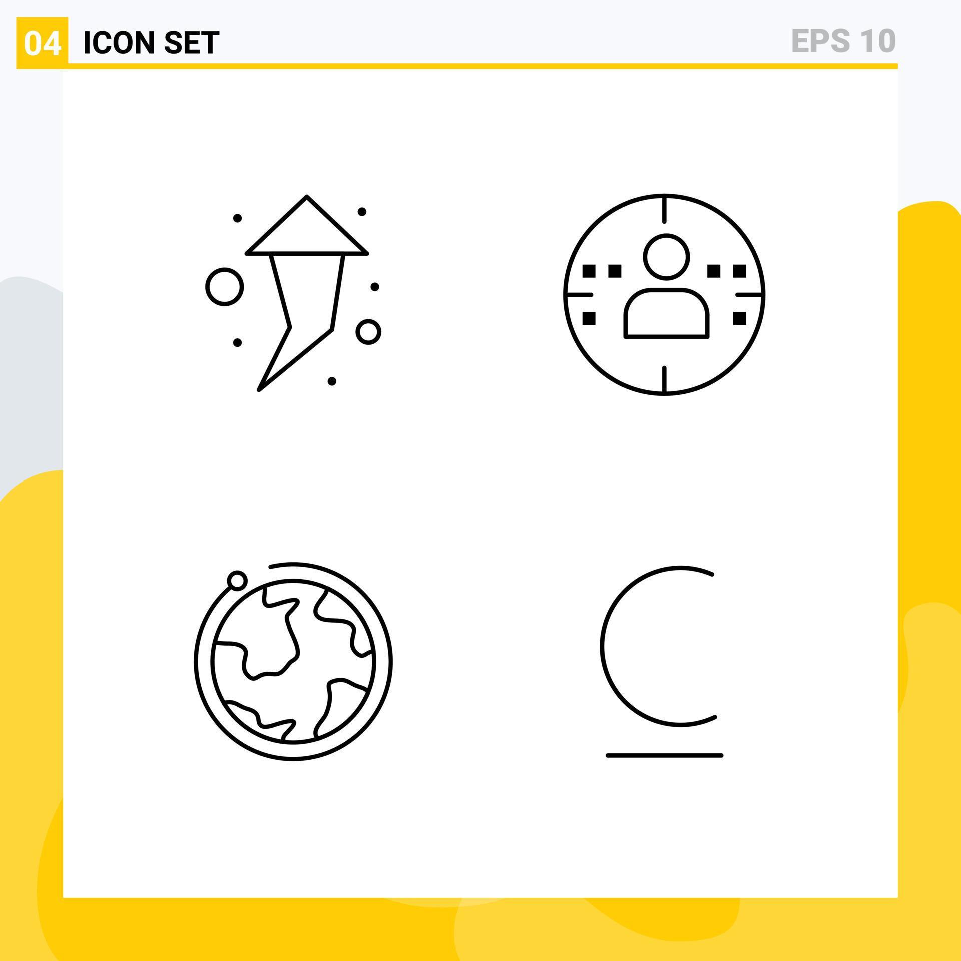 Set of 4 Modern UI Icons Symbols Signs for arrow hotel man globe kyrgyzstan Editable Vector Design Elements Stock Free