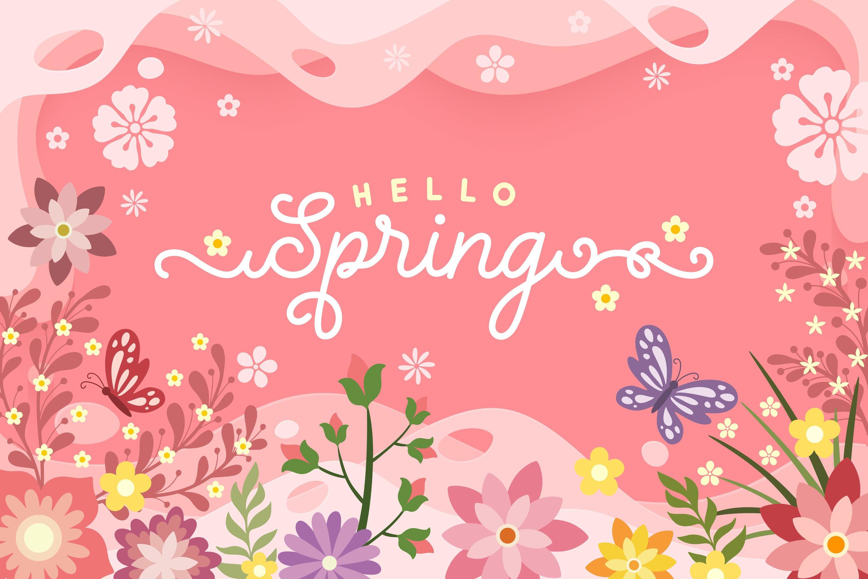 ”Hello Spring” Floral Poster Stock Free