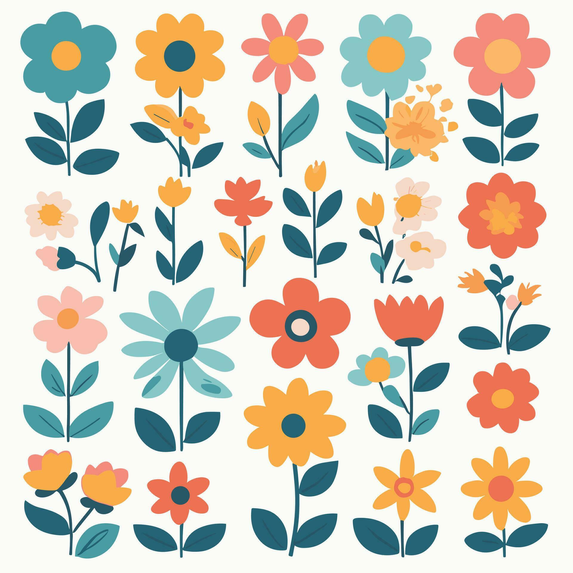 Flower sticker collection Stock Free