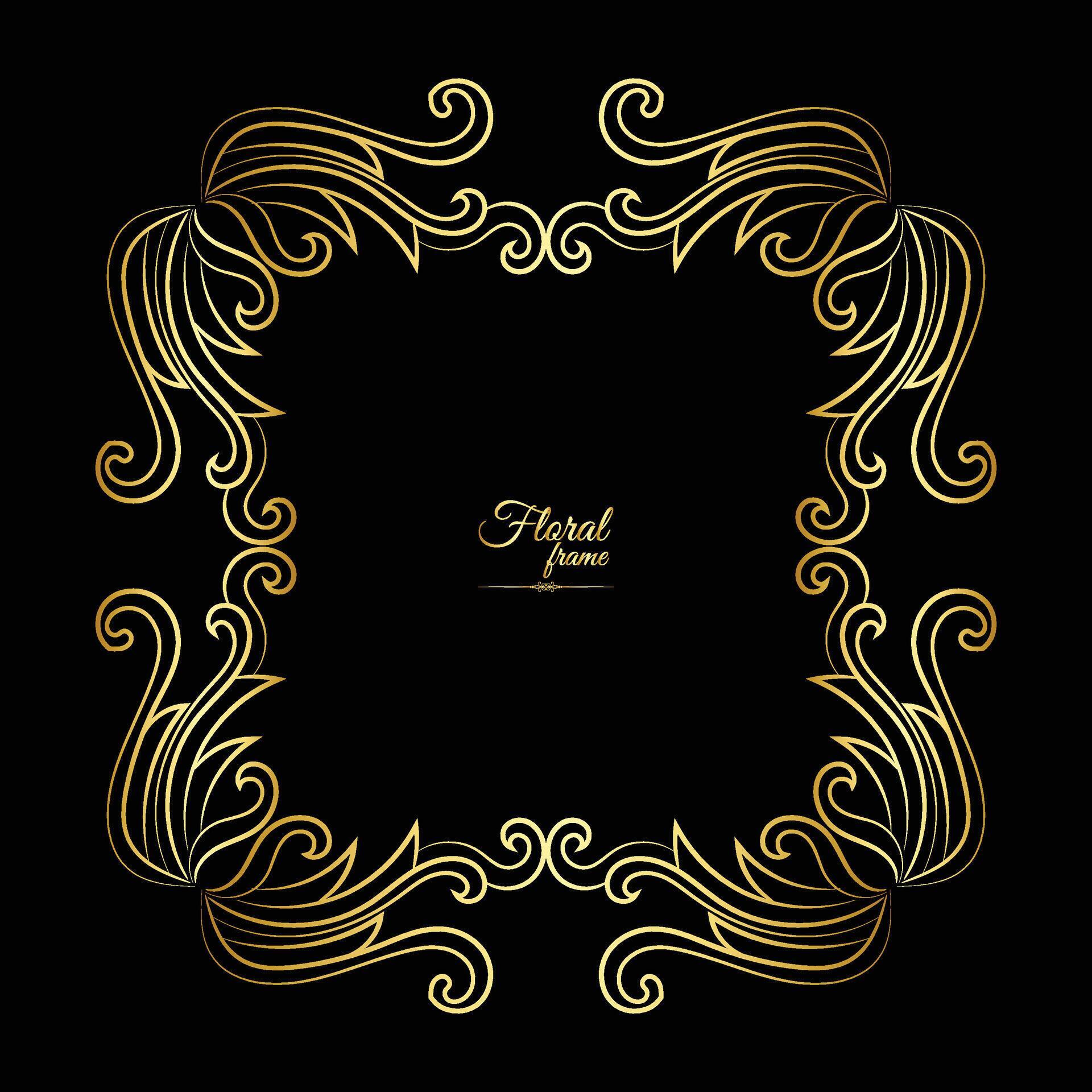 Vector luxury decorative golden vintage frames and borders. retro ornamental frame art and flower isolated floral background Stock Free
