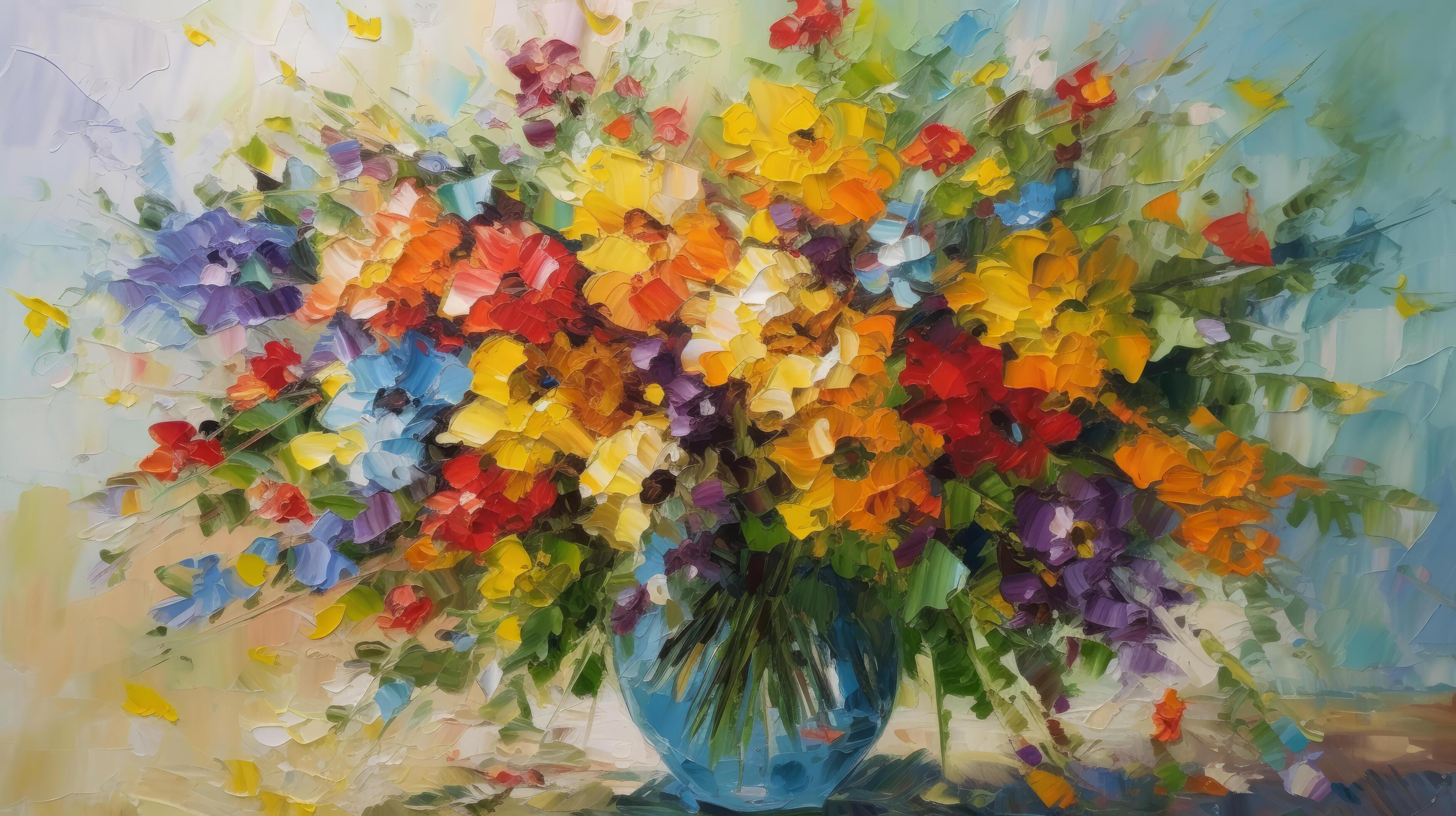 Impressionist painting flower bouquet. Illustration Stock Free