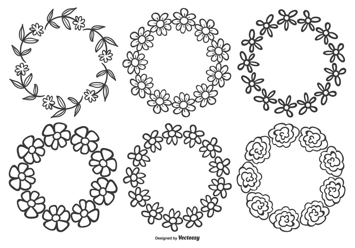 Cute Hand Drawn Flower Frames Stock Free and Free SVG