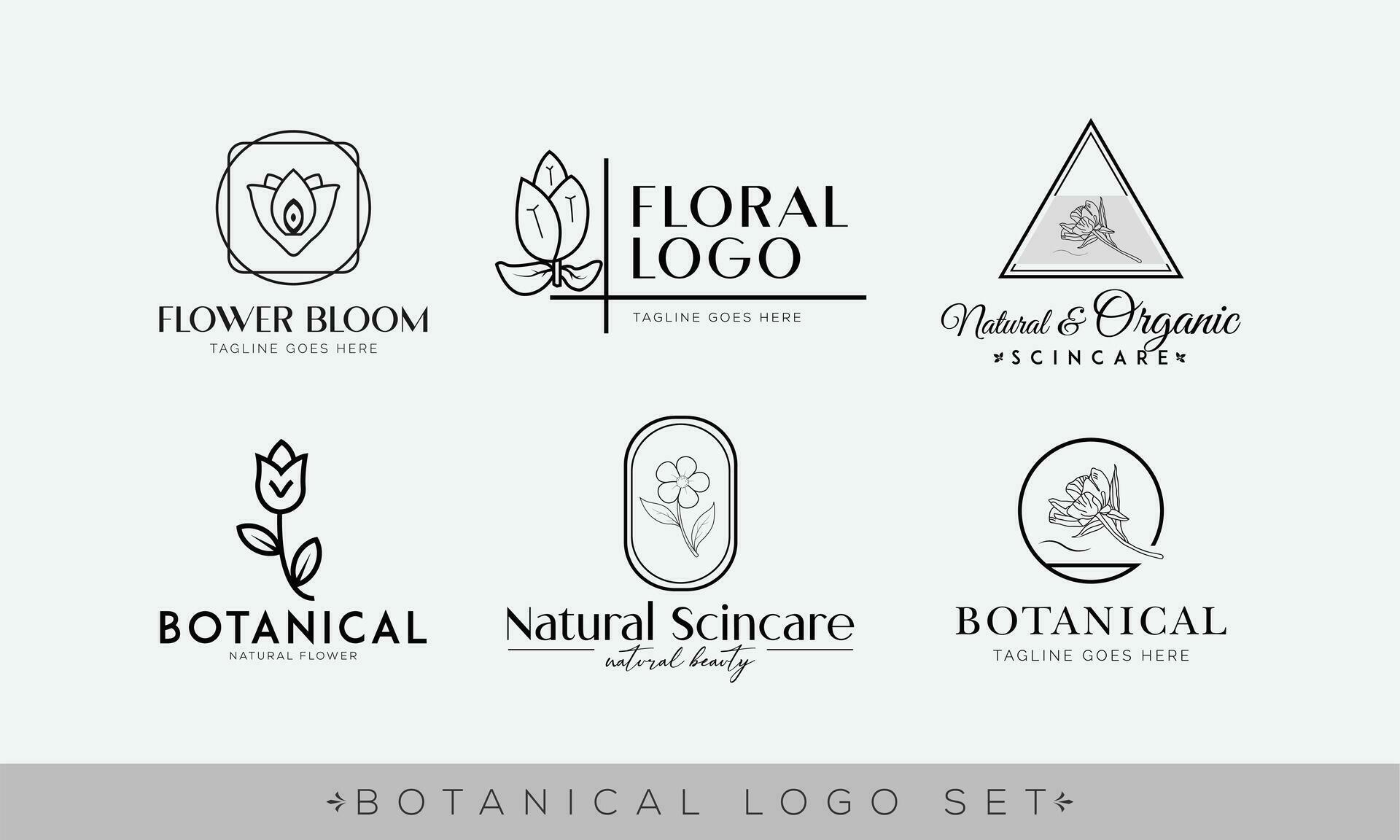 Floral Element Hand Drawn Botanical Logo With Wild Flower Stock Free