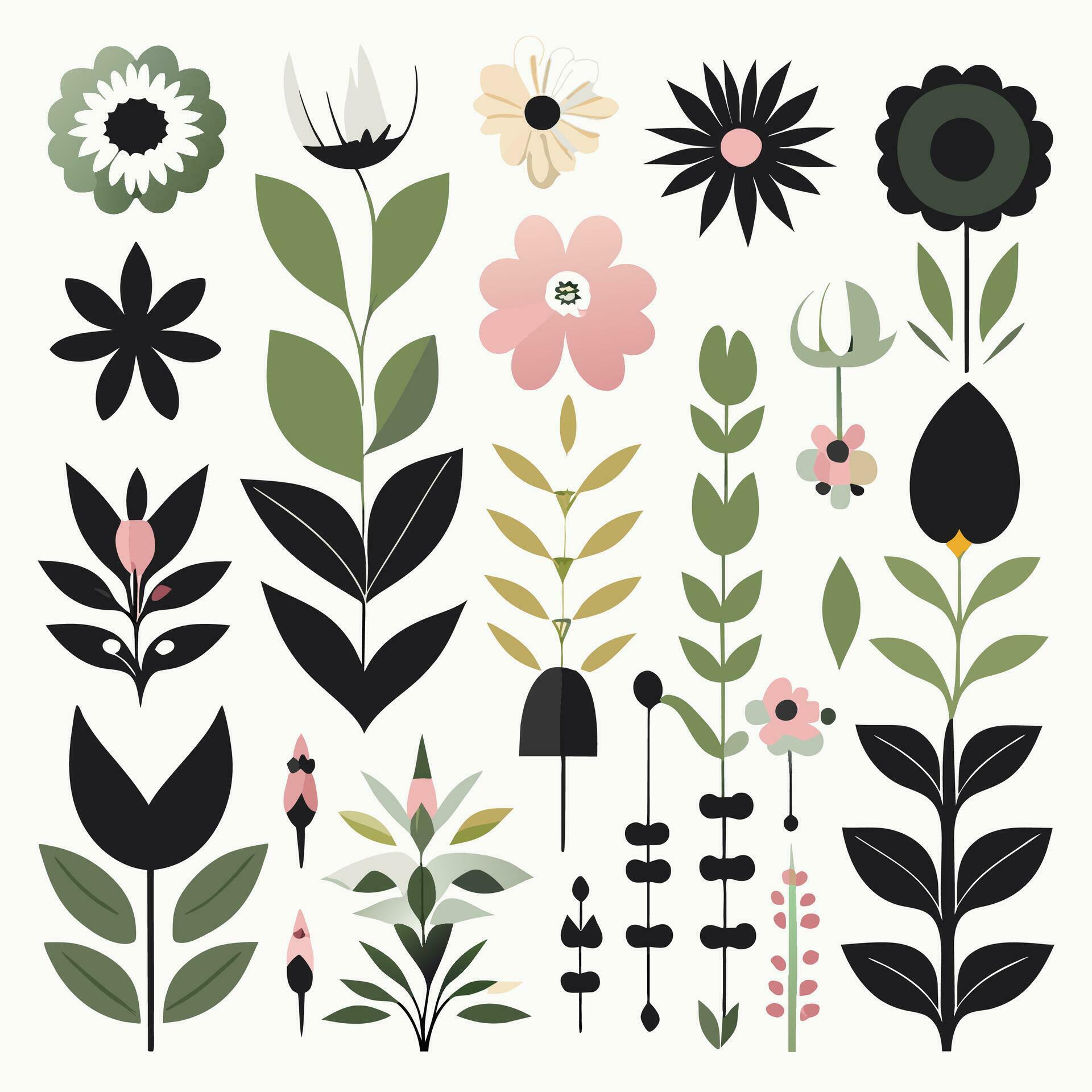 Flowers collection, vector design Stock Free and Free SVG