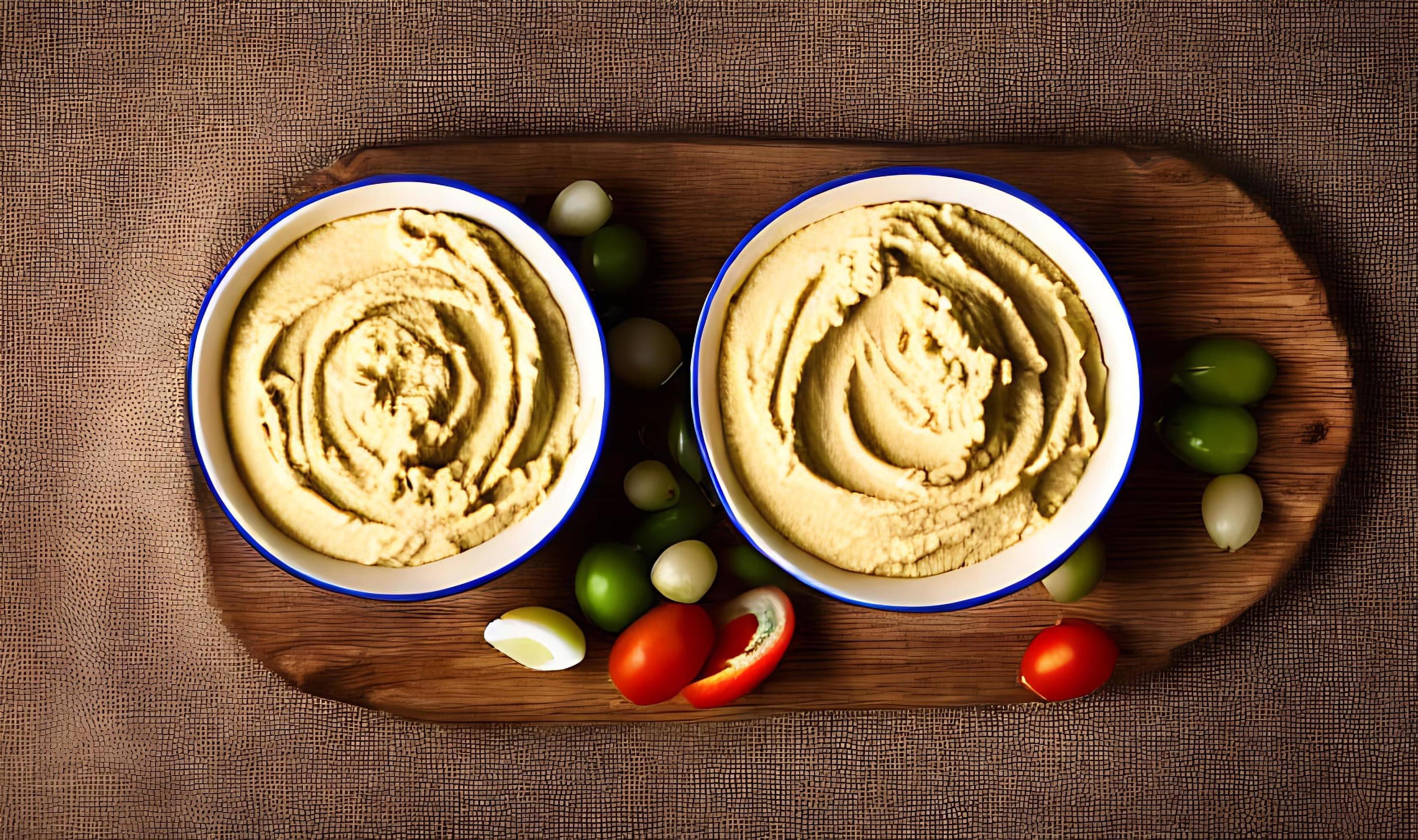 Healthy food. Traditional freshly made organic hummus. Stock Free